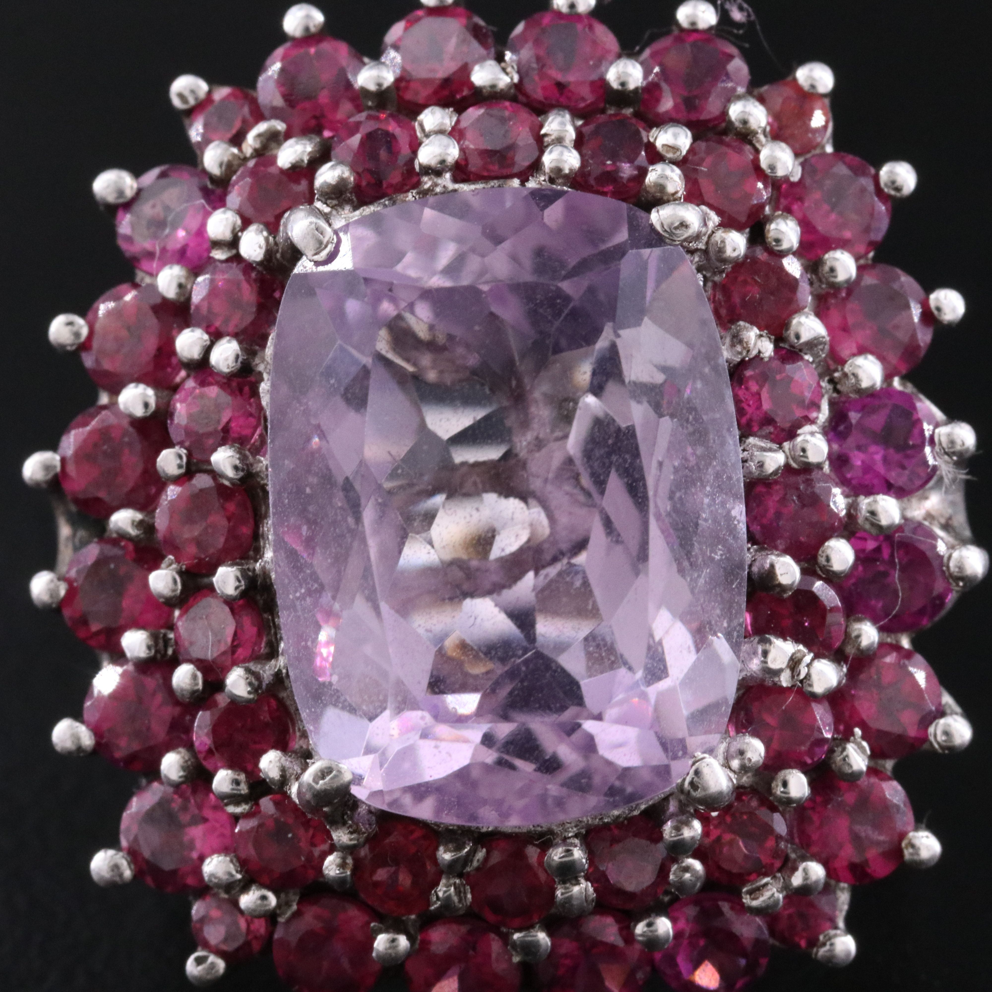 Sterling Amethyst and Rhodolite Ring