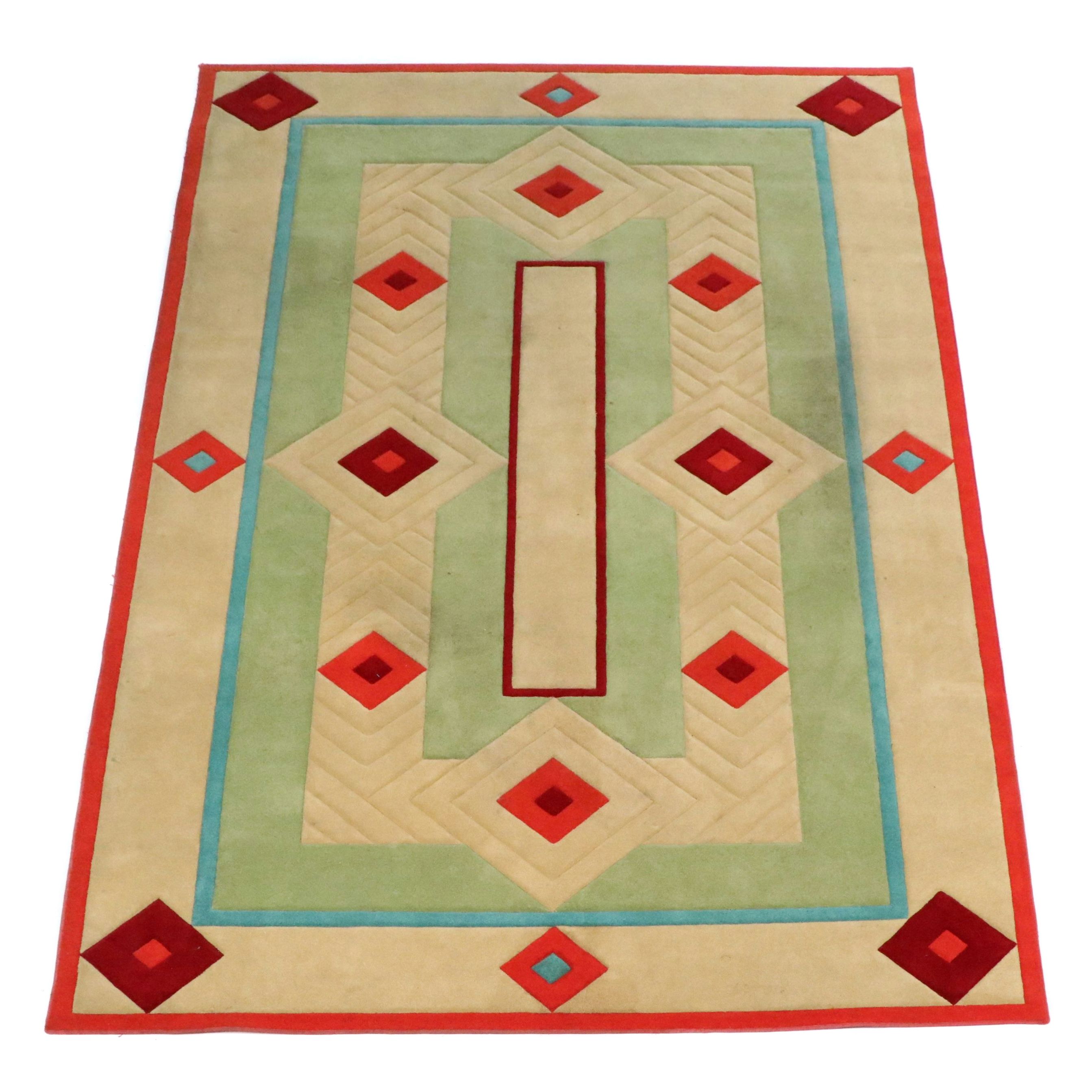 9' x 14'11 Machine Made Carved Postmodern Deco Revival Room-Sized Rug