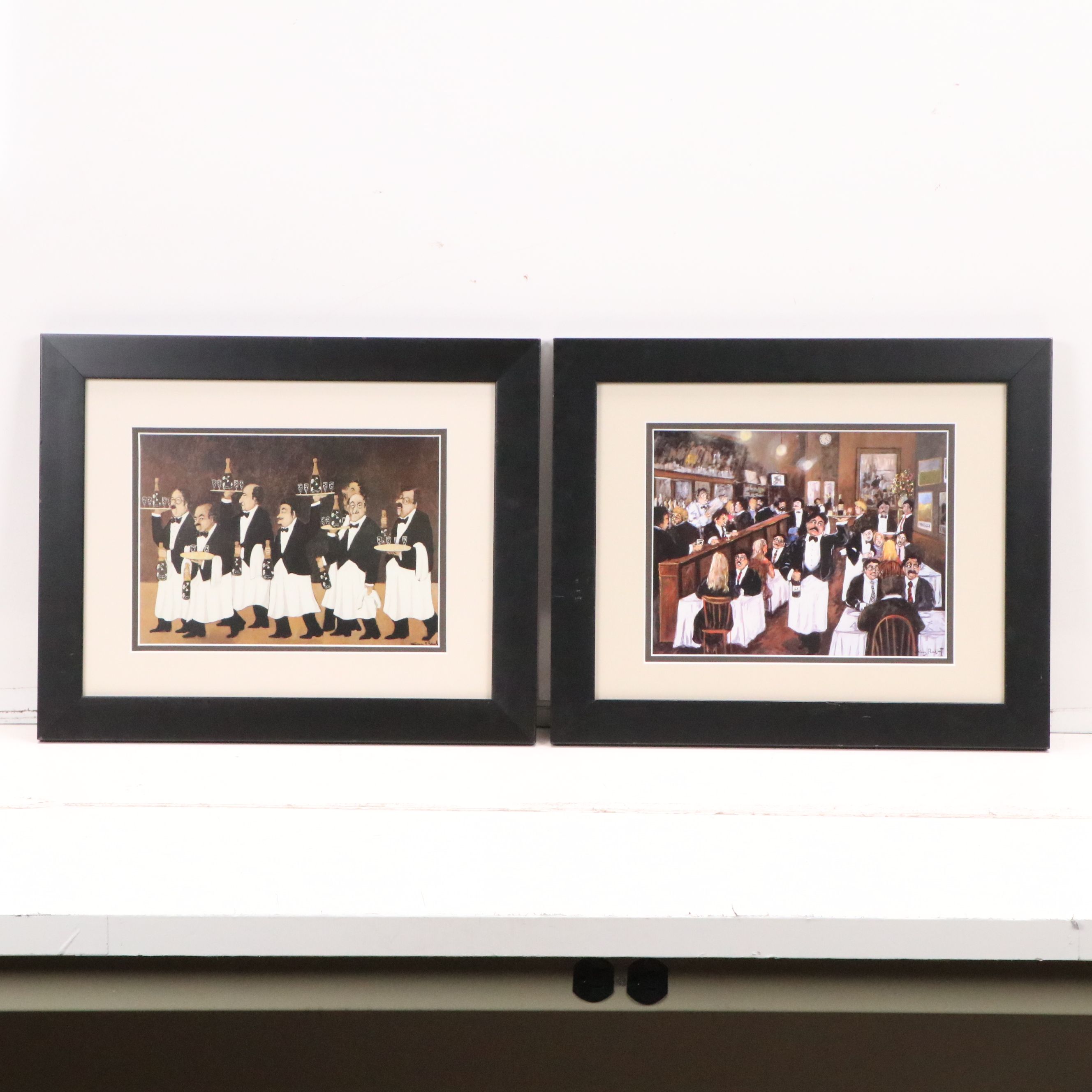 After Guy Buffet Offset Lithos of Restaurant Waiters, Late 20th to 21st C.