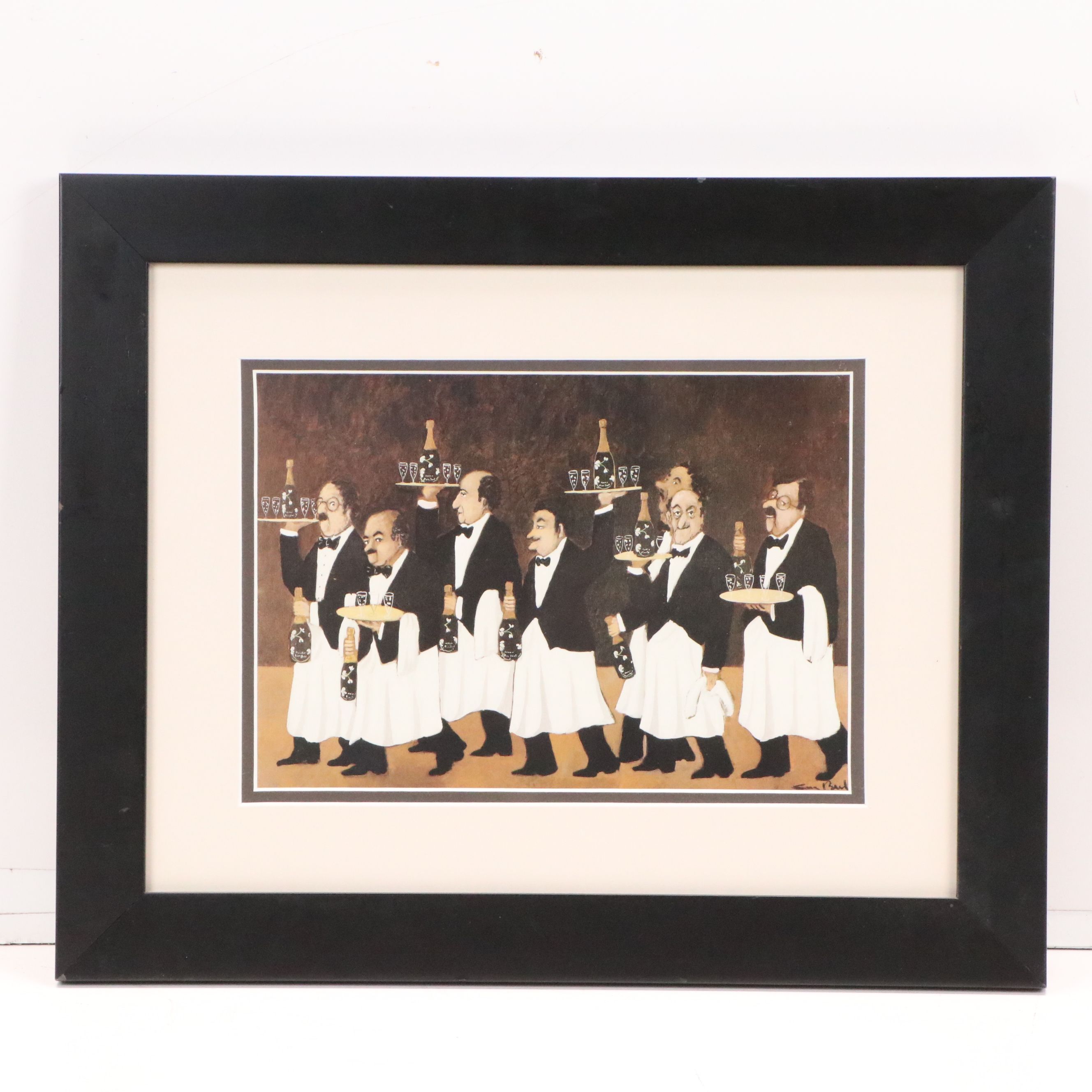 After Guy Buffet Offset Lithos of Restaurant Waiters, Late 20th to 21st C.