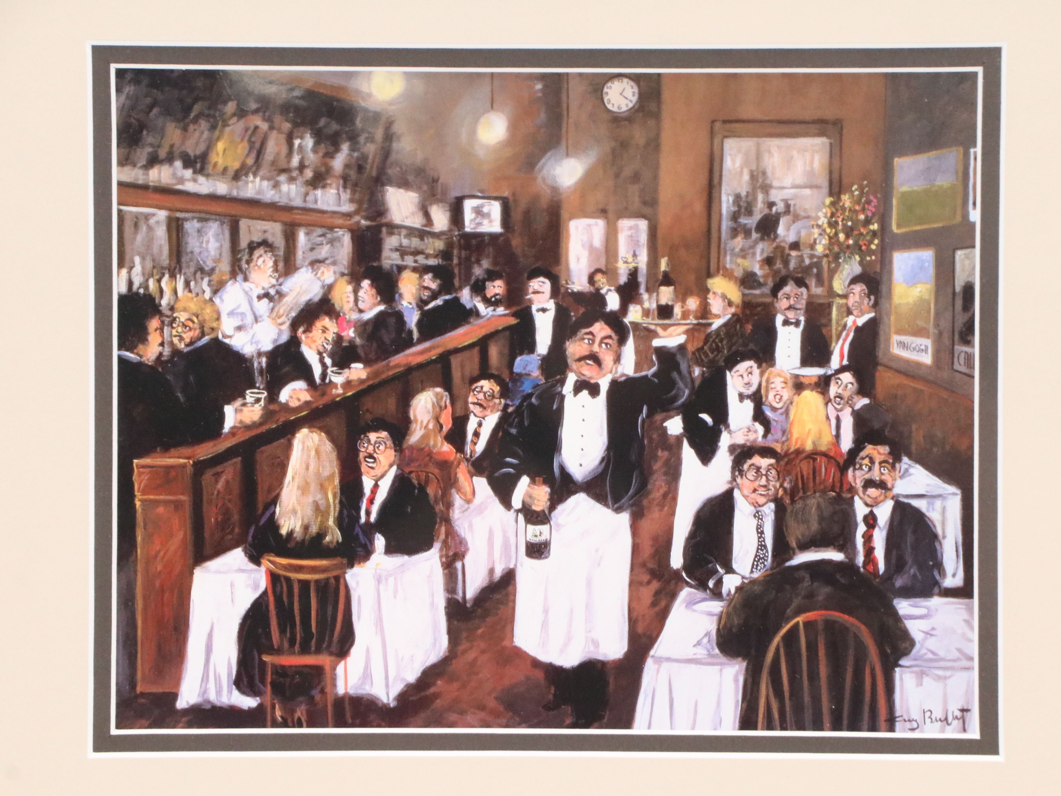After Guy Buffet Offset Lithos of Restaurant Waiters, Late 20th to 21st C.