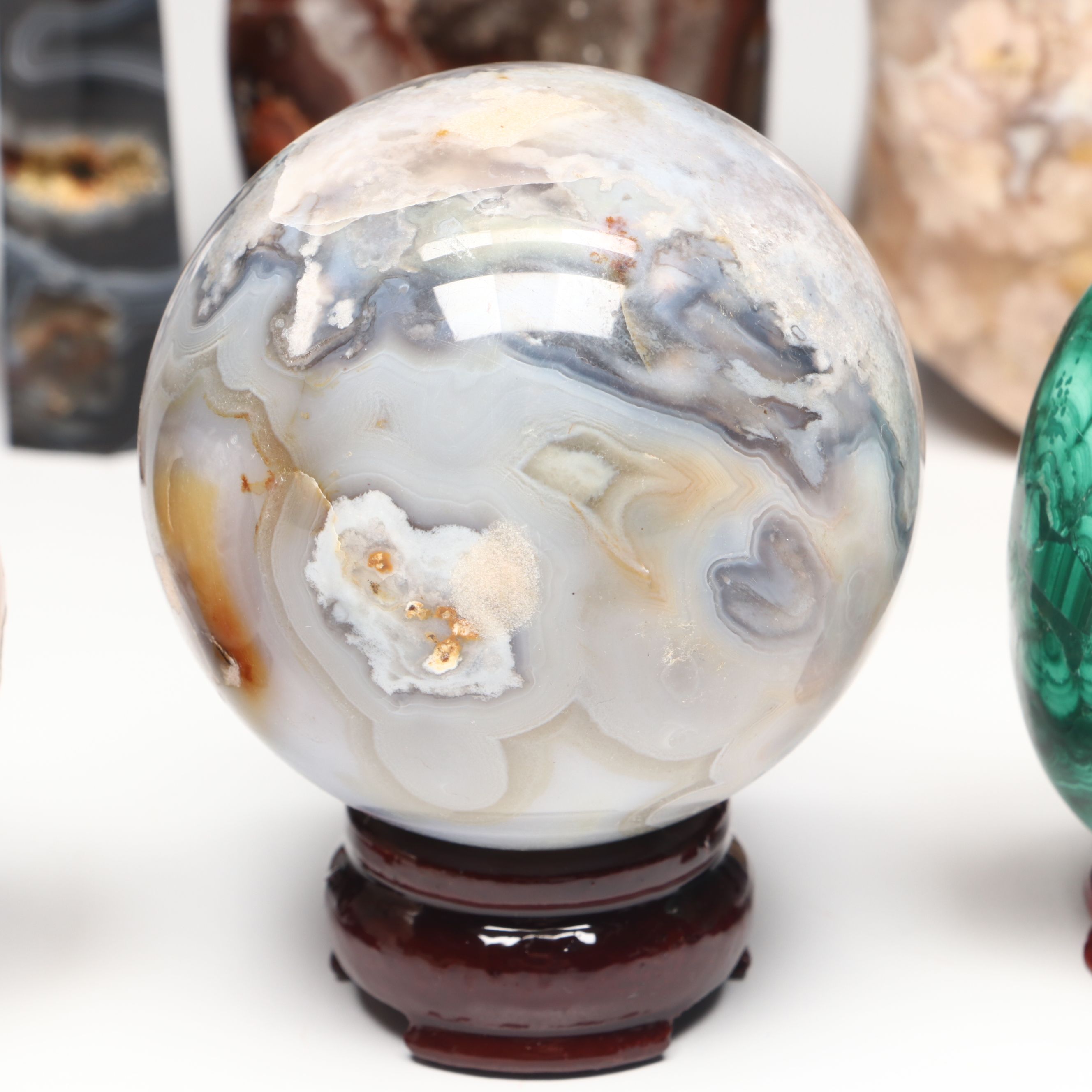 Red Agate Geode, Flower Agate, and More Polished Specimens