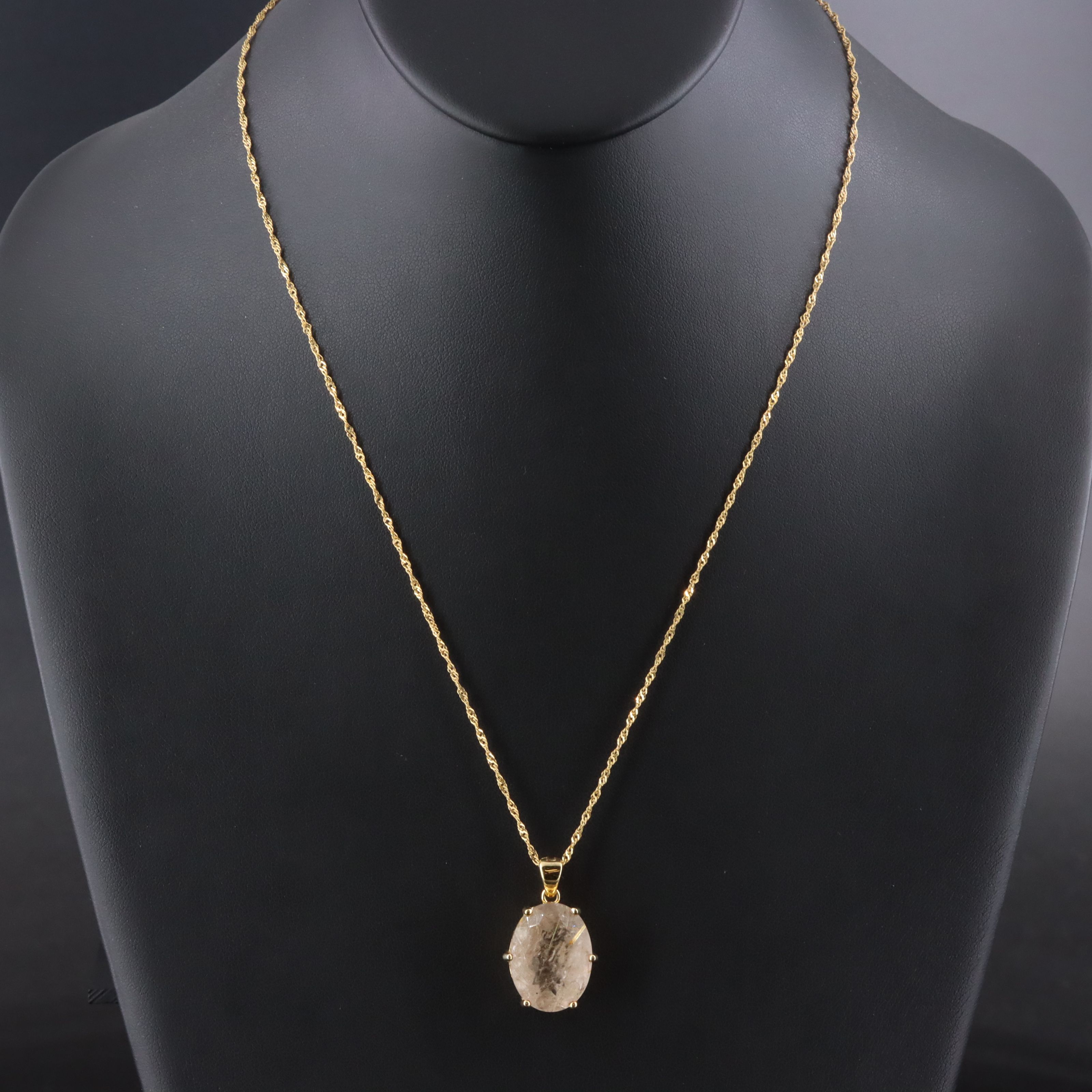 Sterling and Rutilated Quartz Pendant Necklace