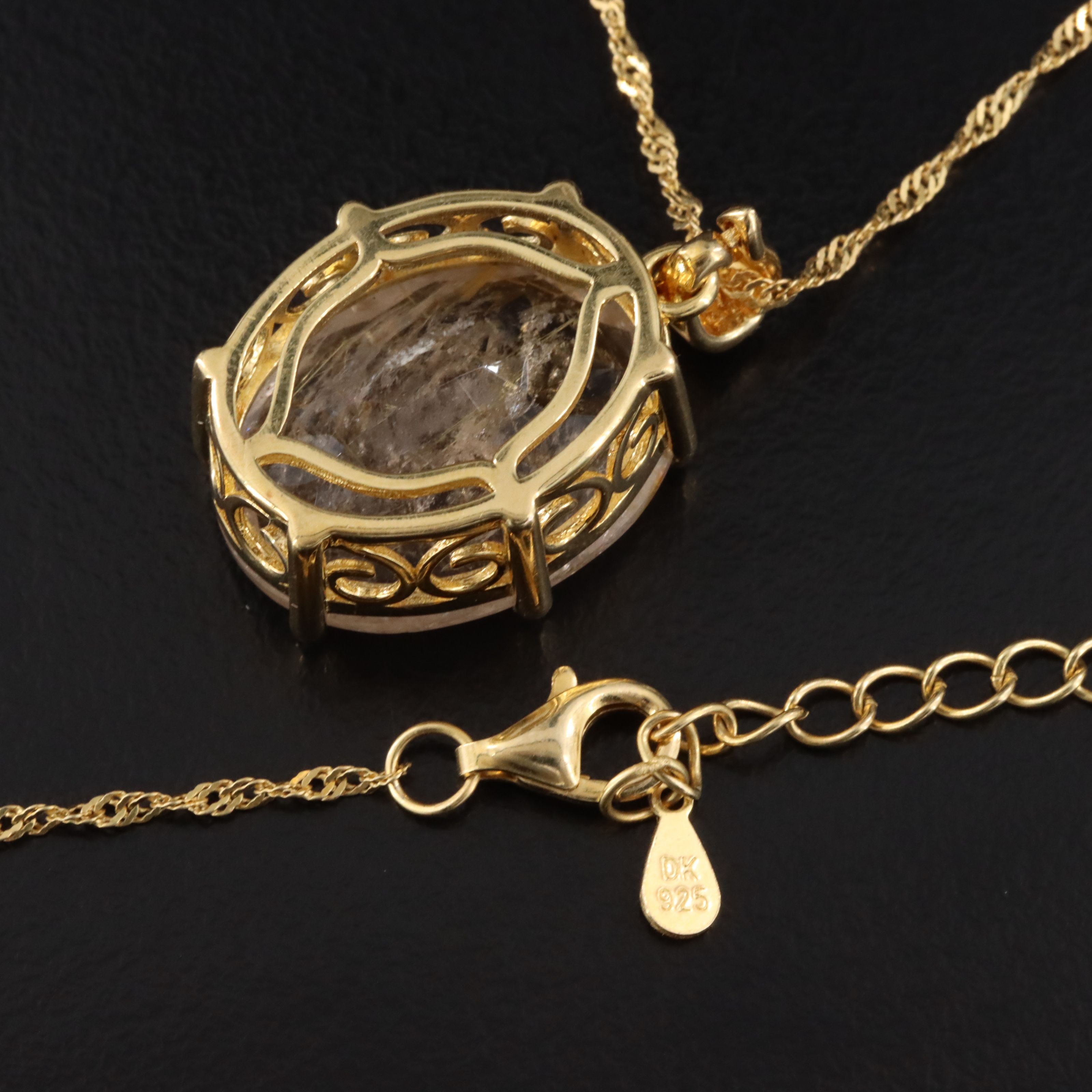 Sterling and Rutilated Quartz Pendant Necklace