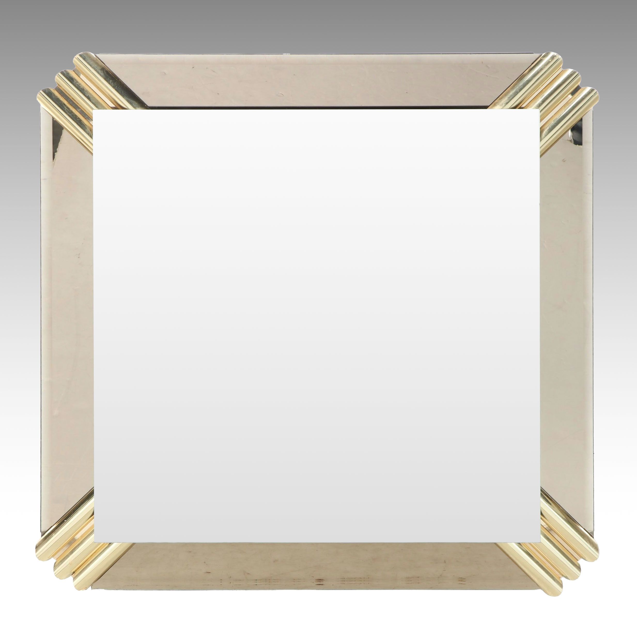 Art Deco Style Dimensional Wall Mirror with Gold Finish Accents