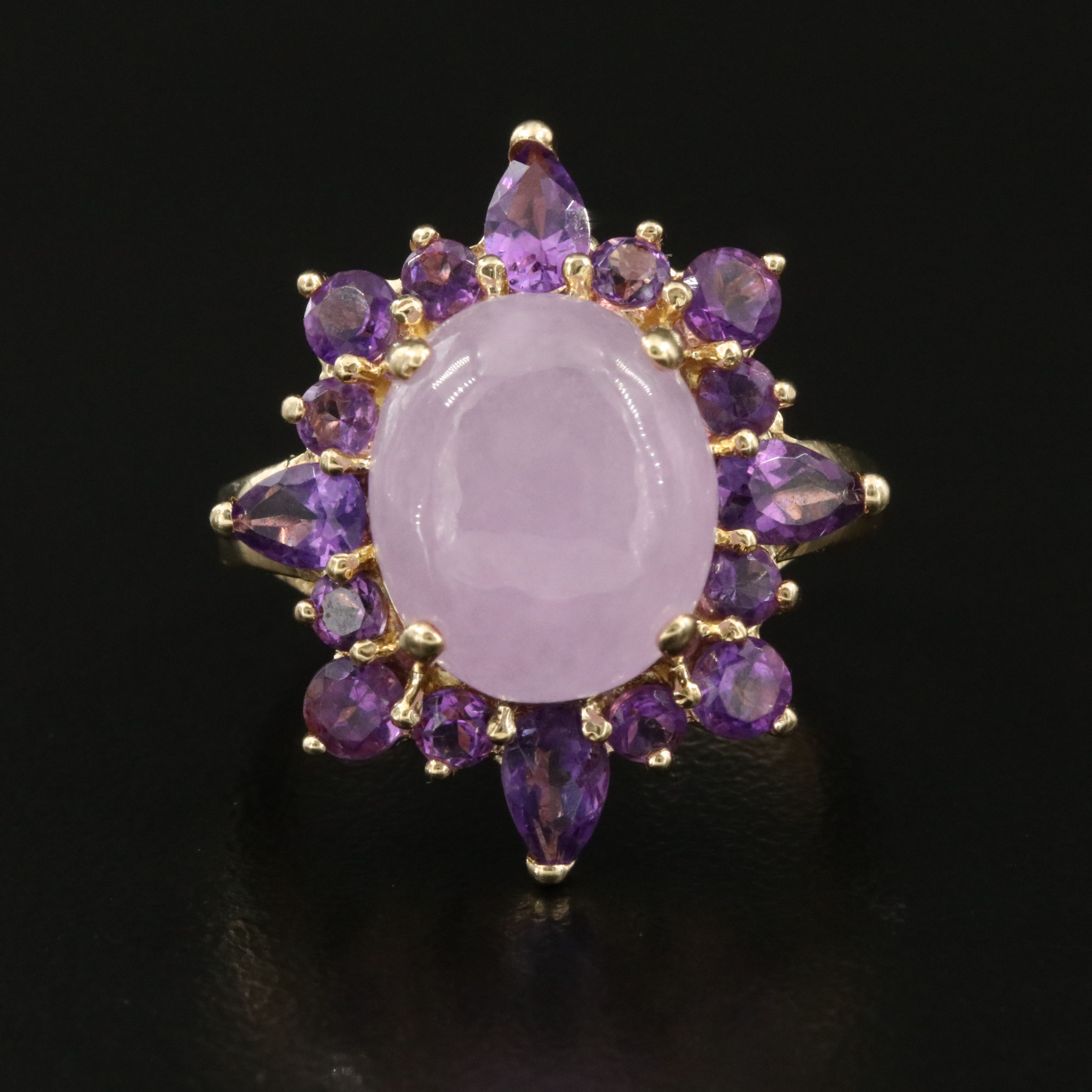 14K Jadeite and Amethyst Ring