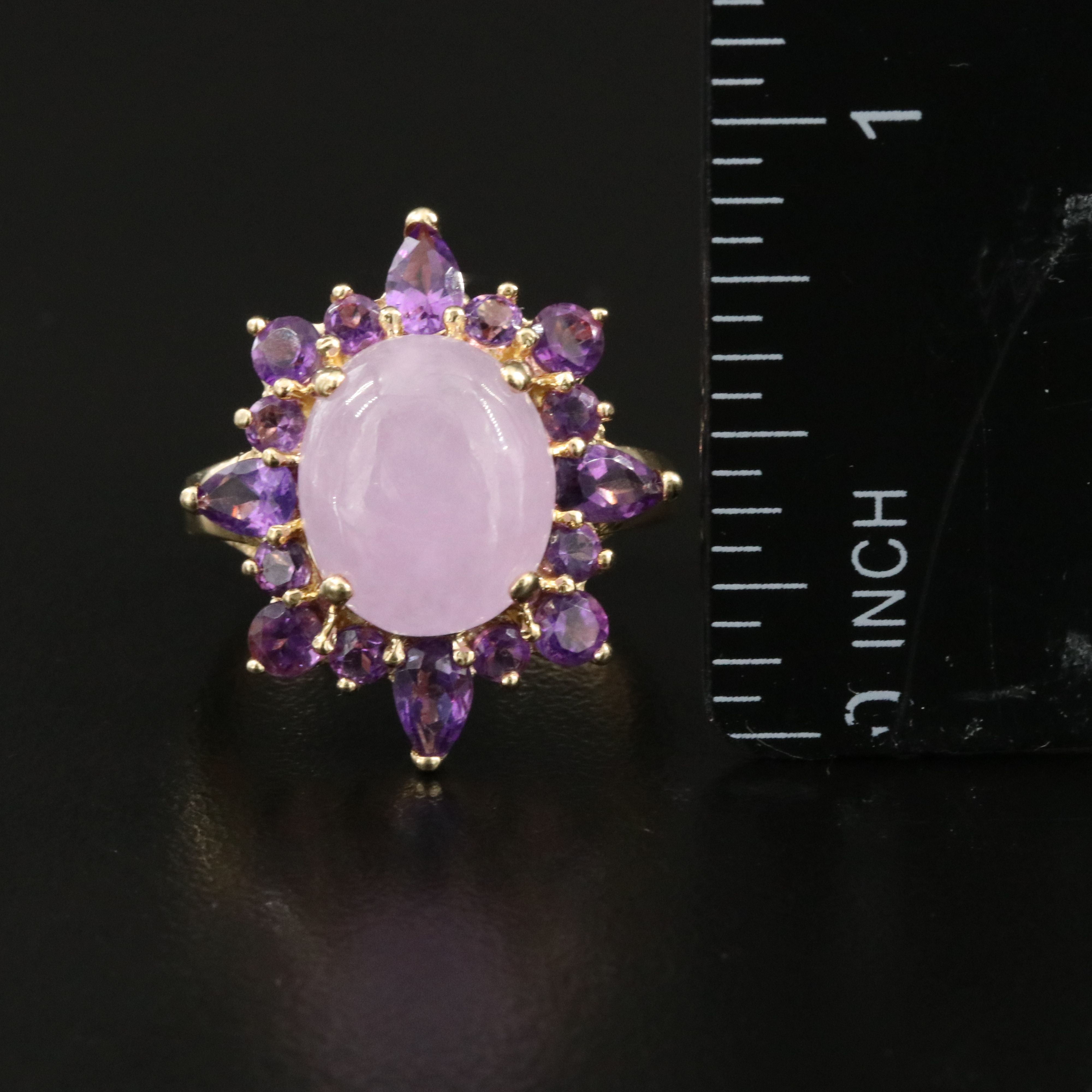 14K Jadeite and Amethyst Ring