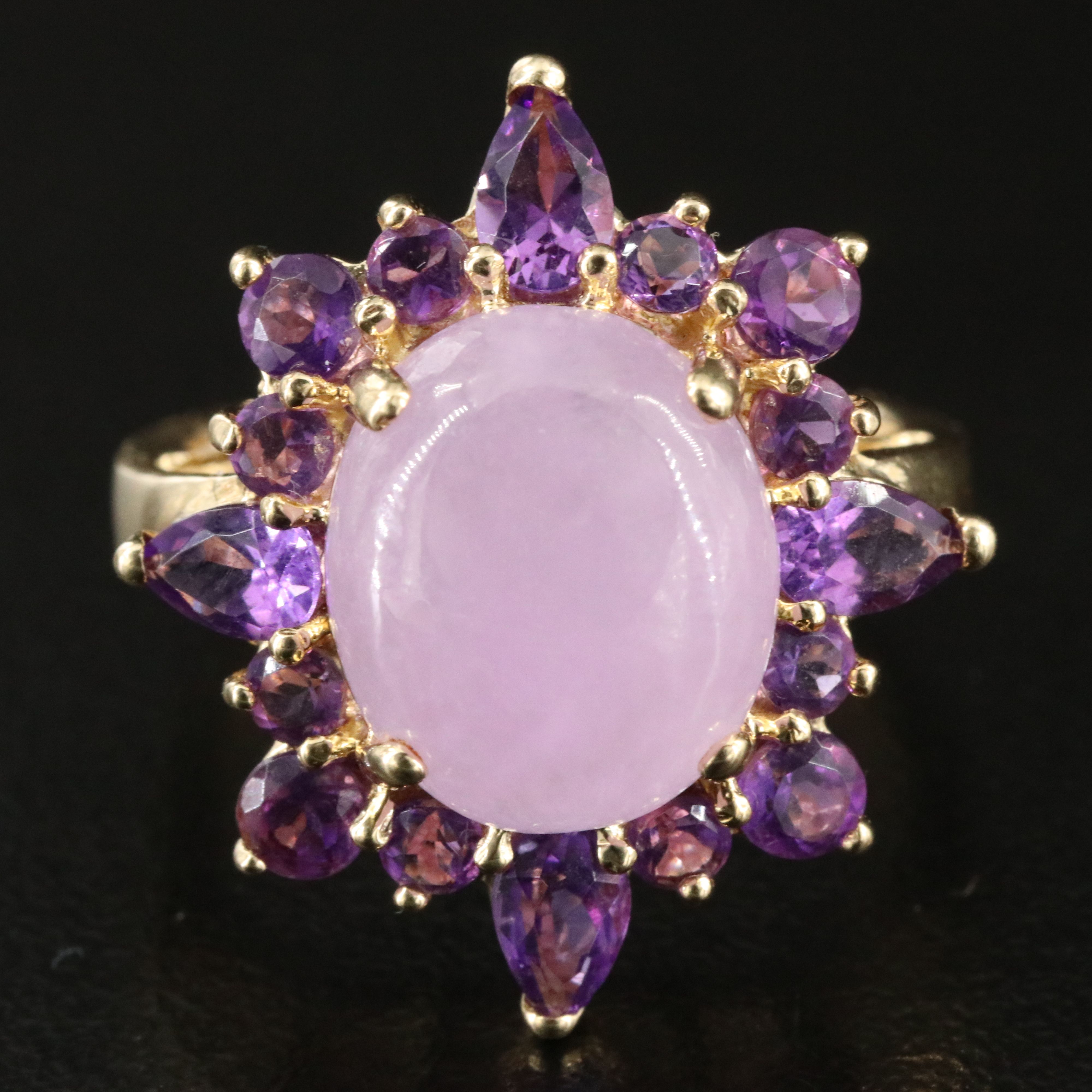 14K Jadeite and Amethyst Ring