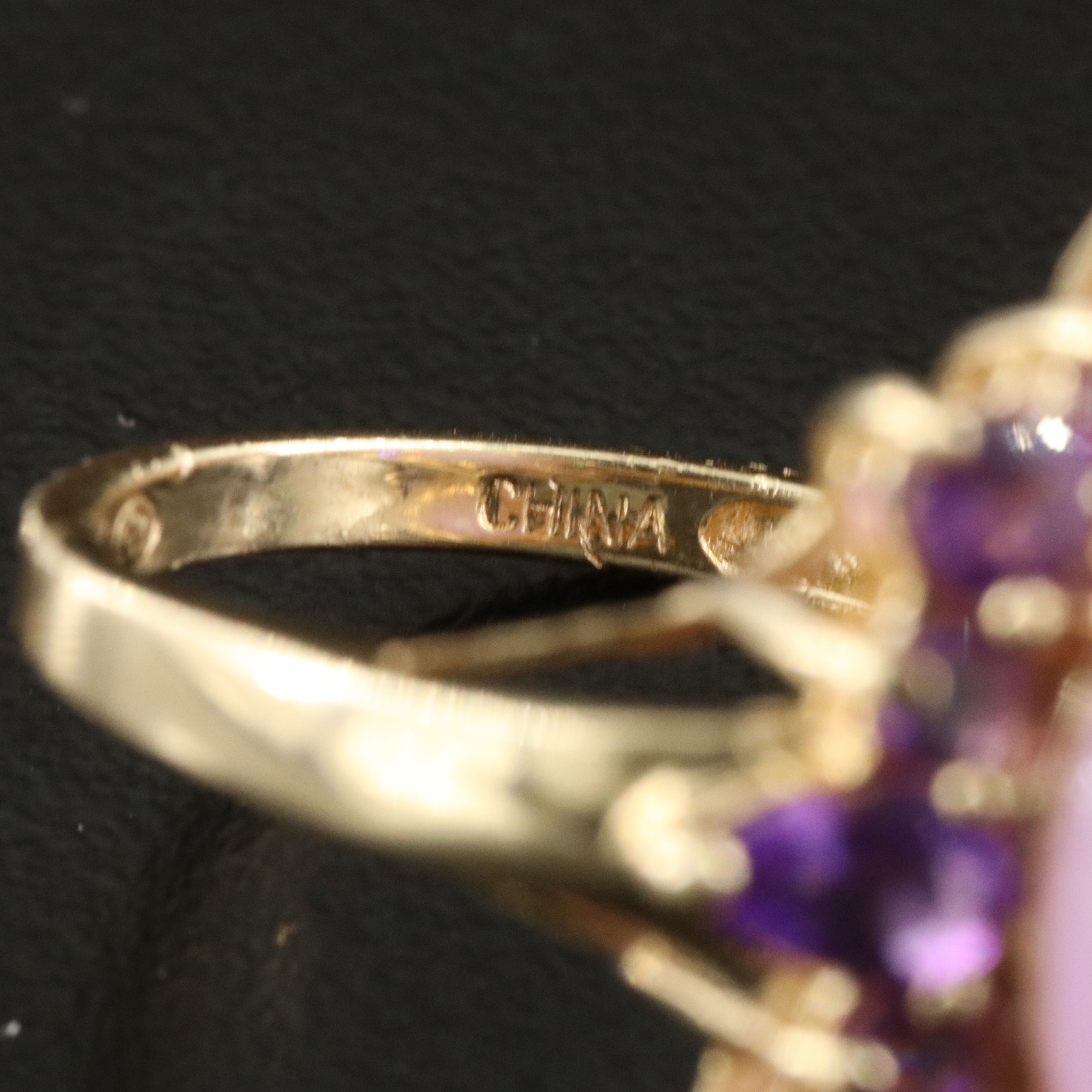 14K Jadeite and Amethyst Ring