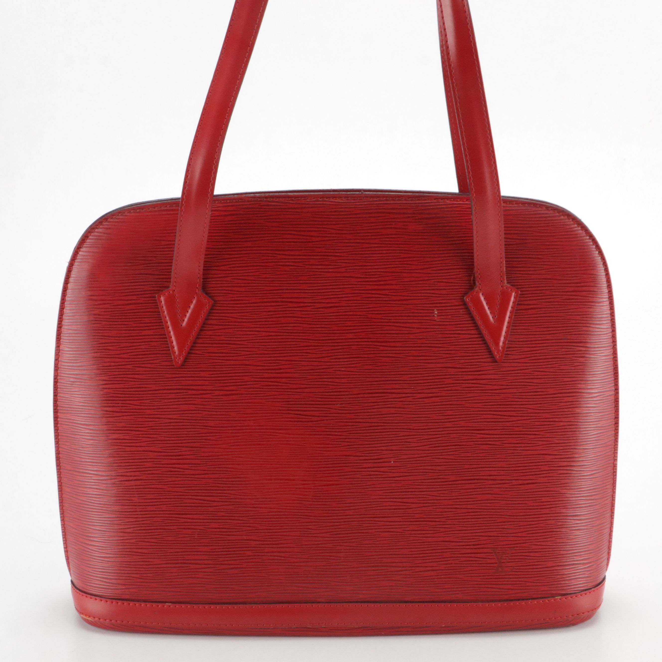 Louis Vuitton Lussac Shoulder Bag in Red Epi and Smooth Leather