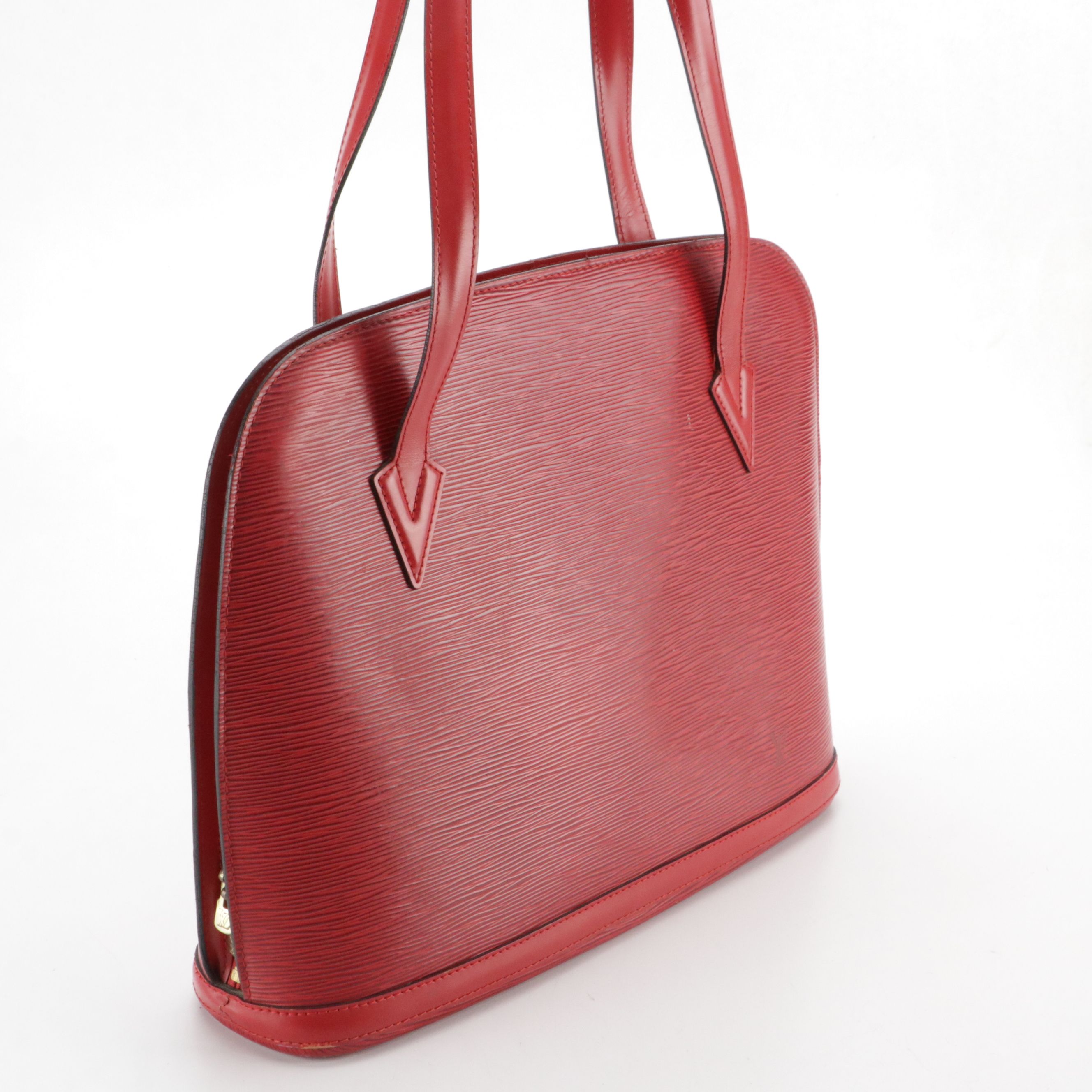 Louis Vuitton Lussac Shoulder Bag in Red Epi and Smooth Leather