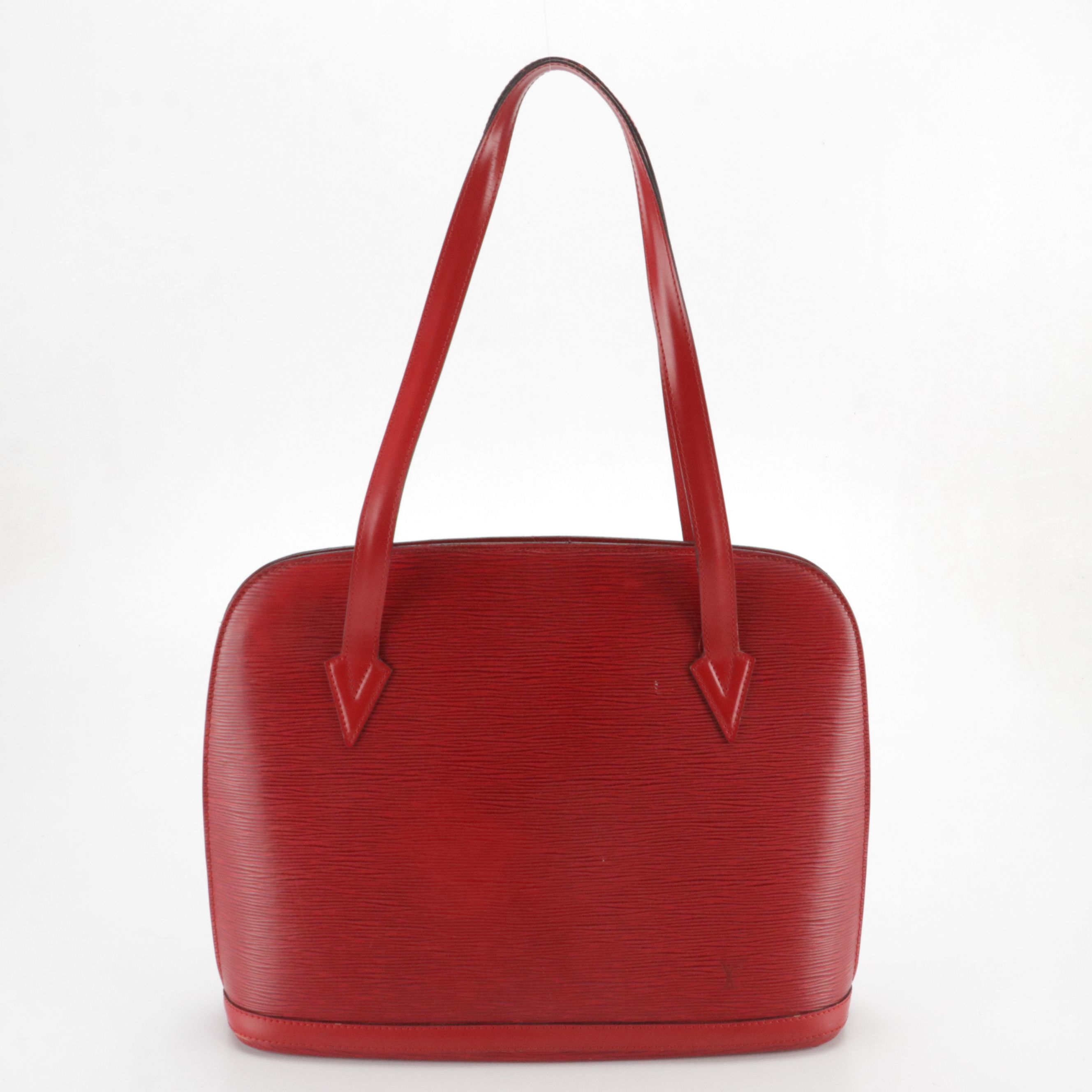 Louis Vuitton Lussac Shoulder Bag in Red Epi and Smooth Leather