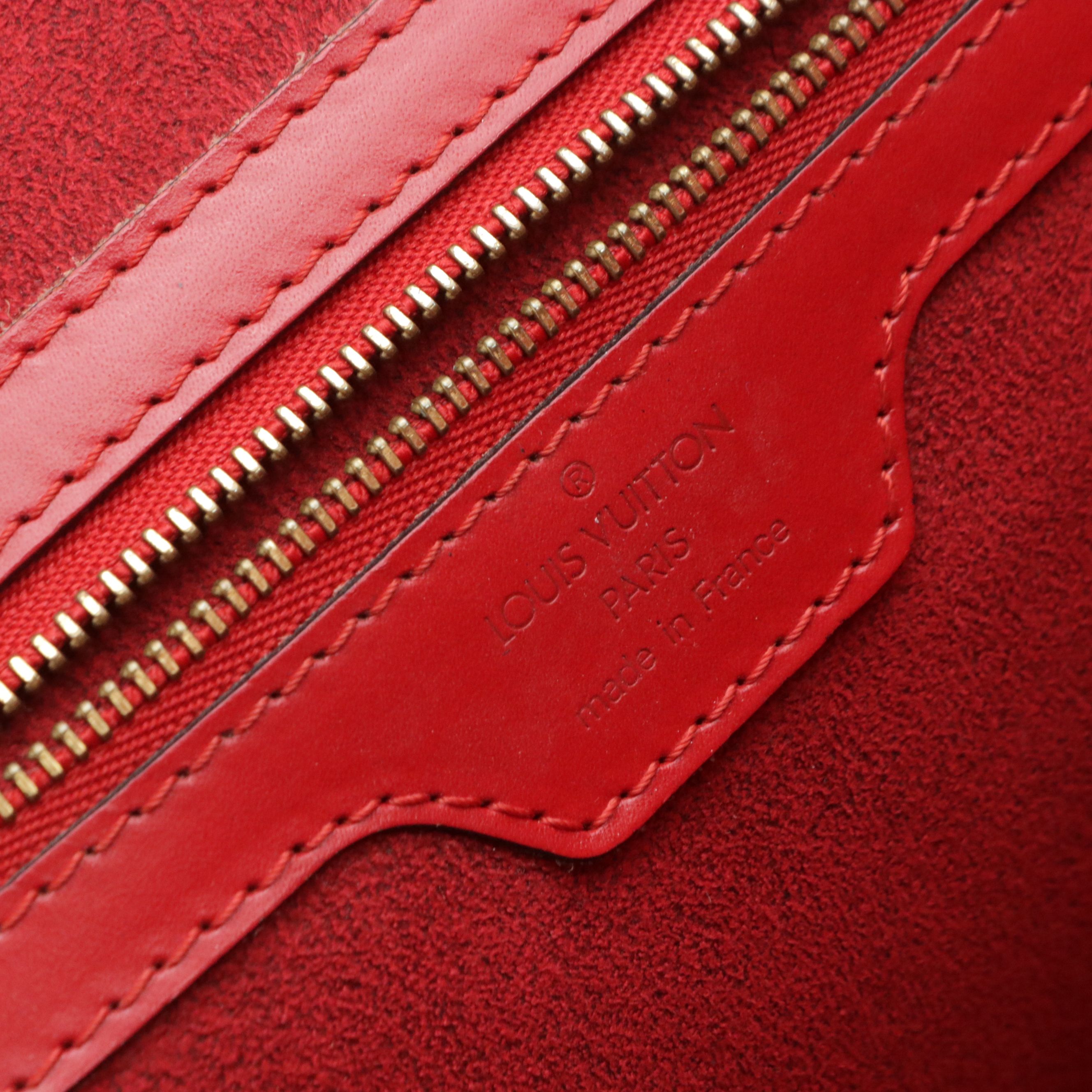 Louis Vuitton Lussac Shoulder Bag in Red Epi and Smooth Leather