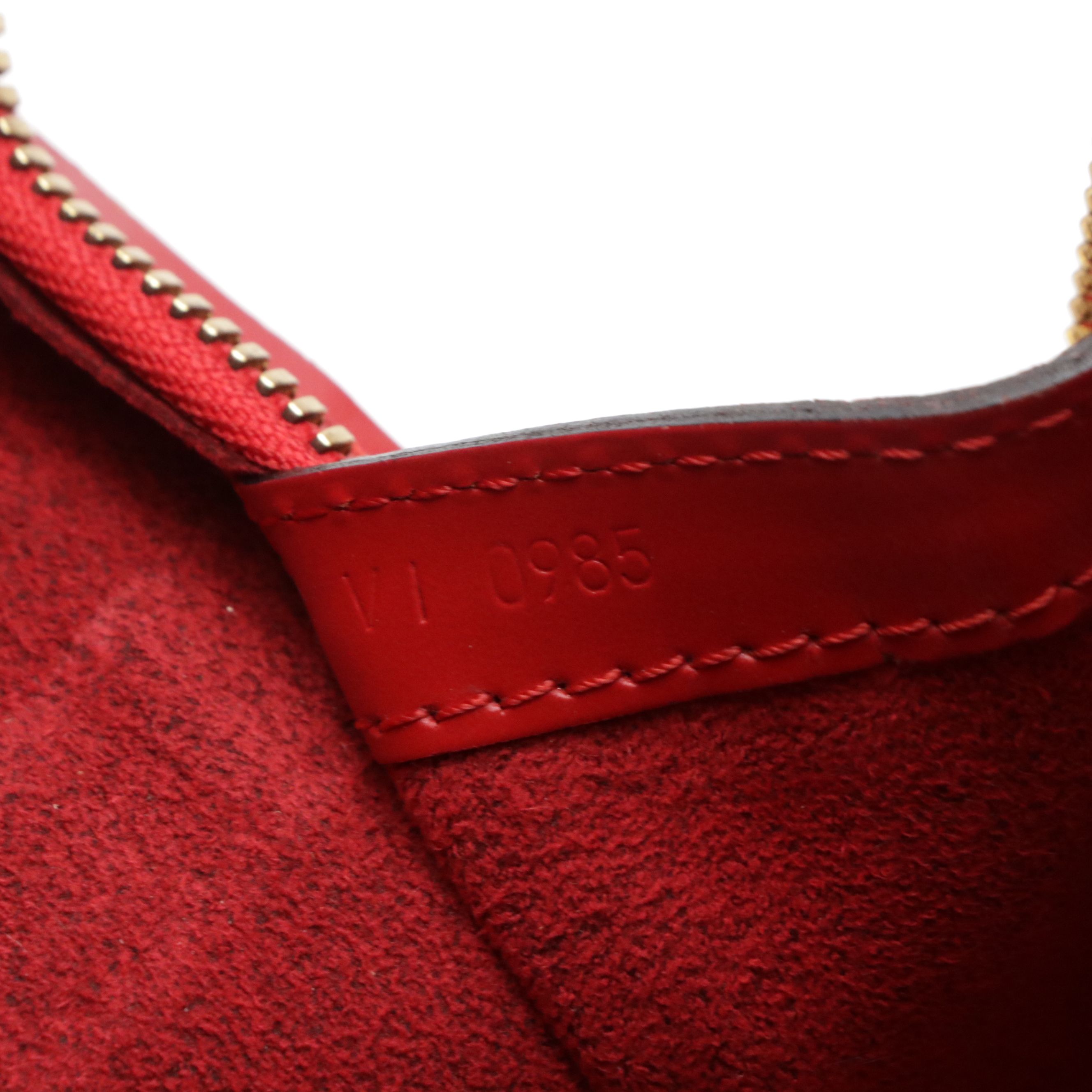 Louis Vuitton Lussac Shoulder Bag in Red Epi and Smooth Leather