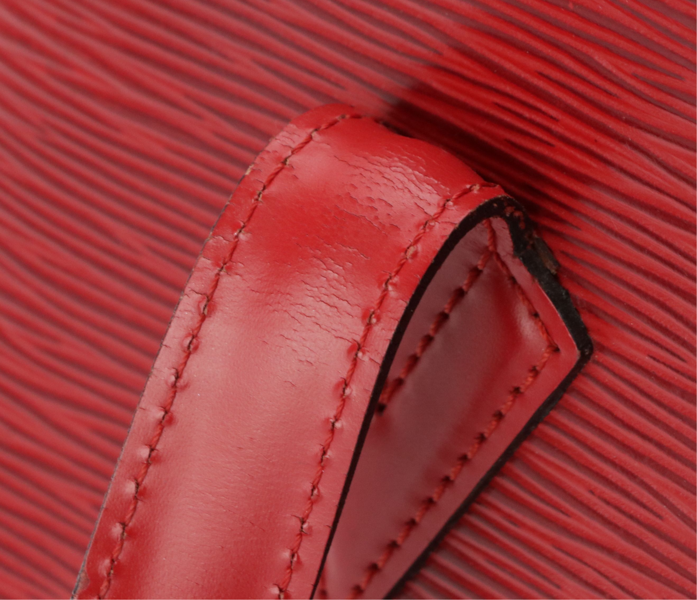 Louis Vuitton Lussac Shoulder Bag in Red Epi and Smooth Leather