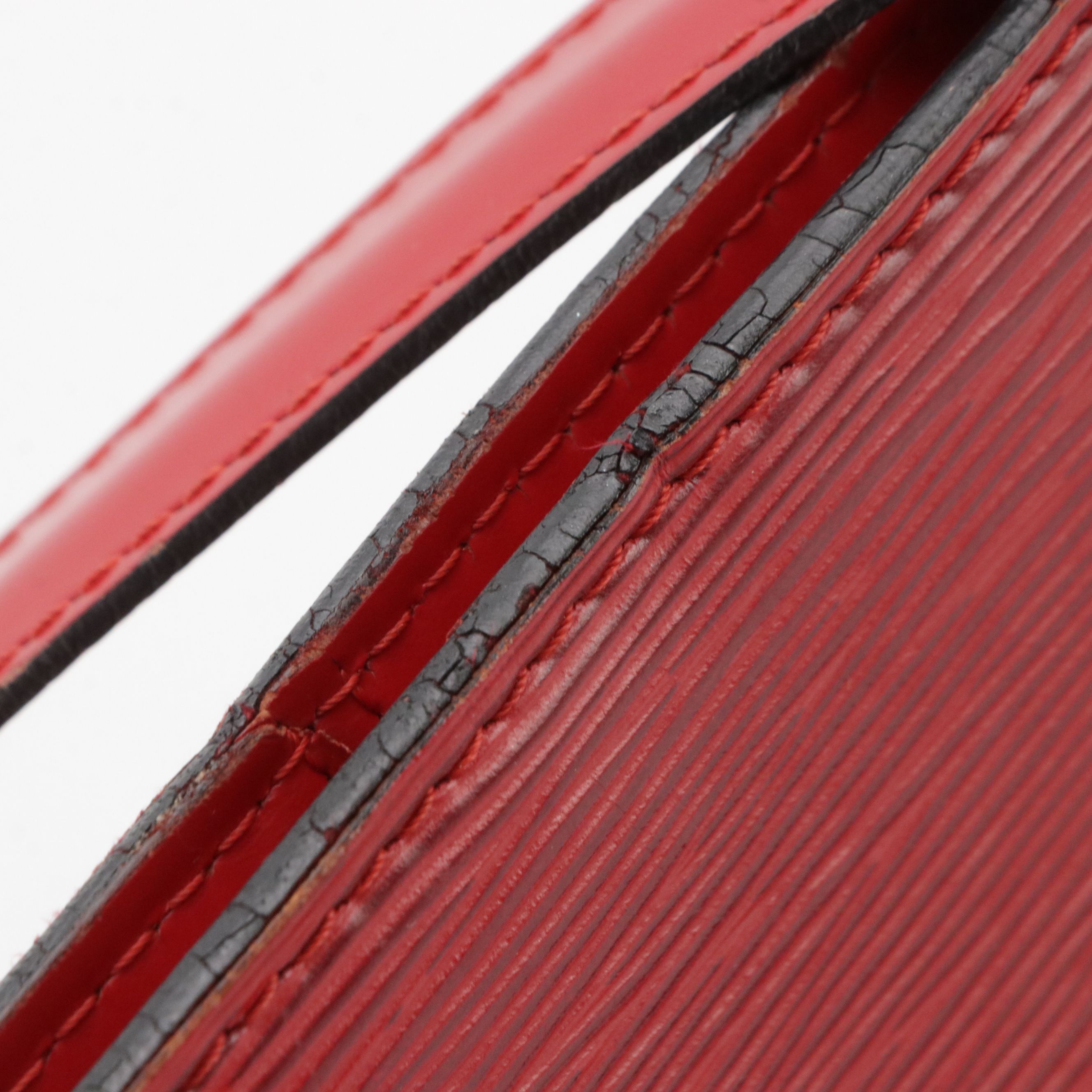 Louis Vuitton Lussac Shoulder Bag in Red Epi and Smooth Leather