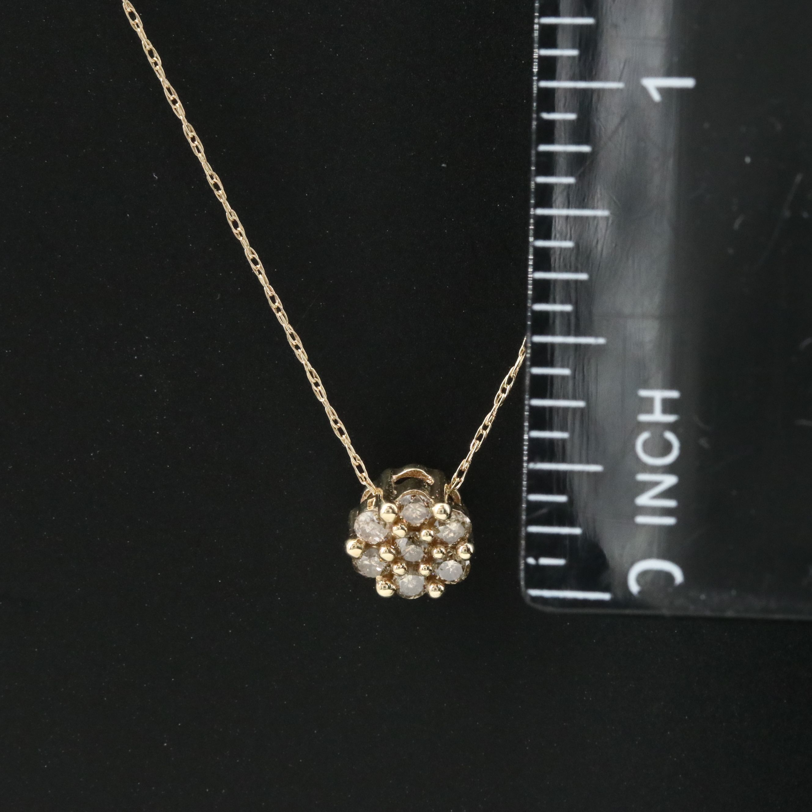10K 0.23 CTW Light Brown Diamond Cluster Pendant Necklace