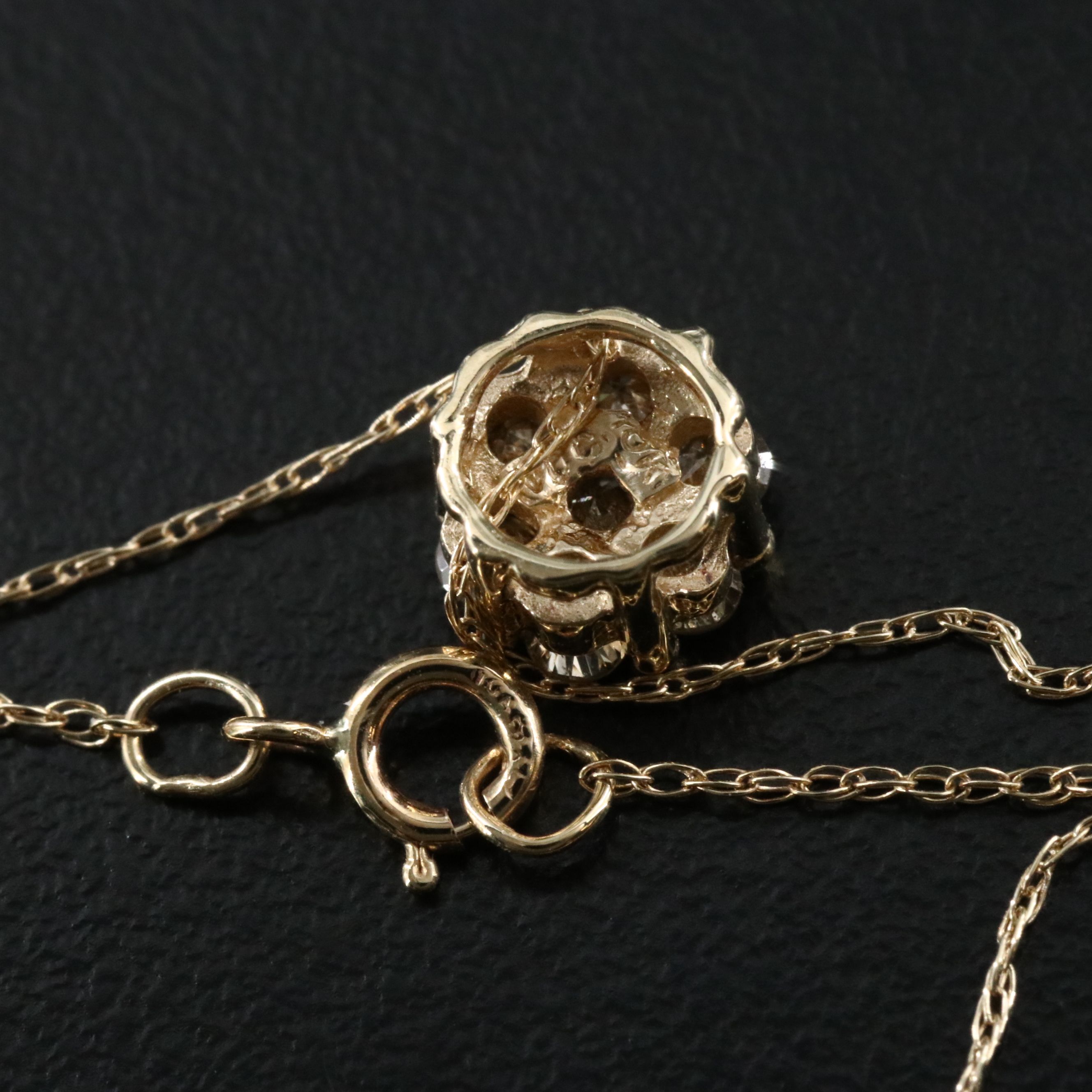 10K 0.23 CTW Light Brown Diamond Cluster Pendant Necklace