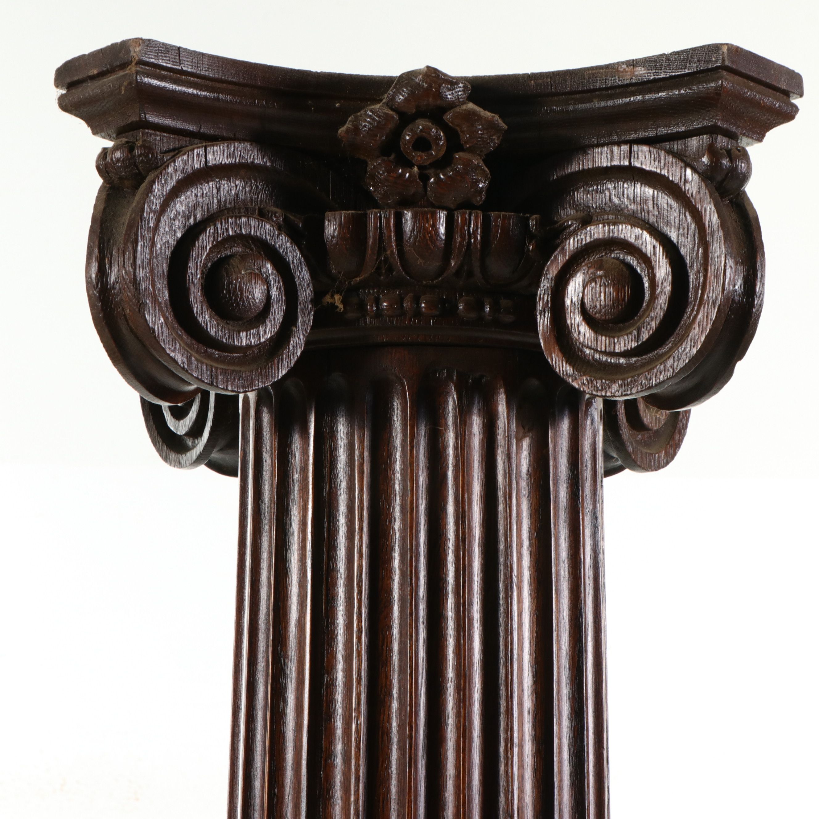 Pair of Victorian Neoclassical Style Carved Oak Pillars