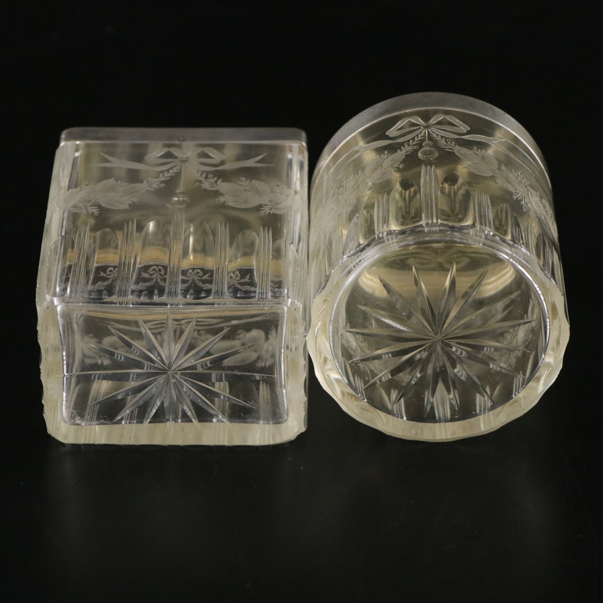 Blue Guilloché Enamel Vanity Set Including Hand Mirror, Perfume Bottles & More