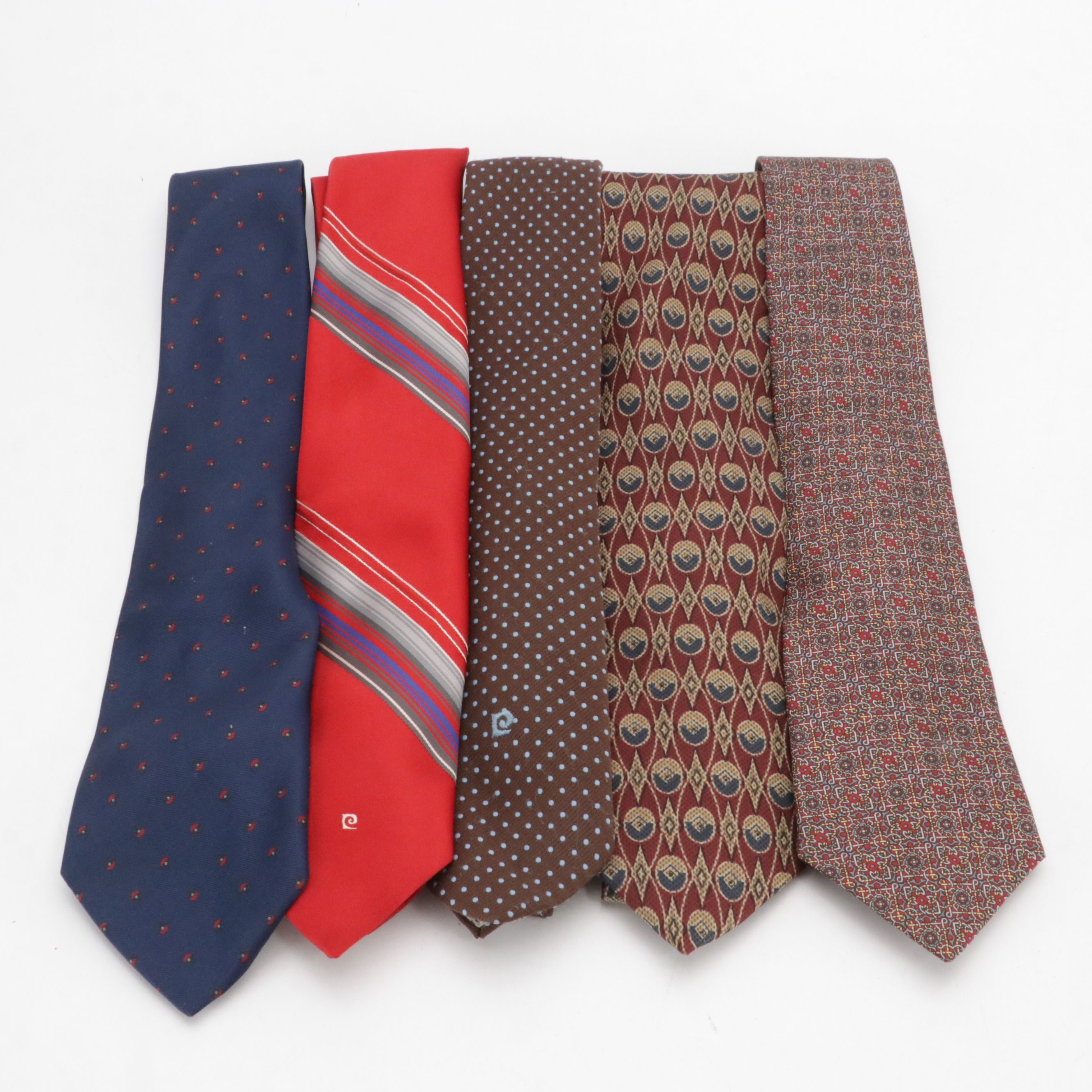 Bert Pulitzer and Lanvin Silk Printed With Other Pierre Cardin Printed Neckties