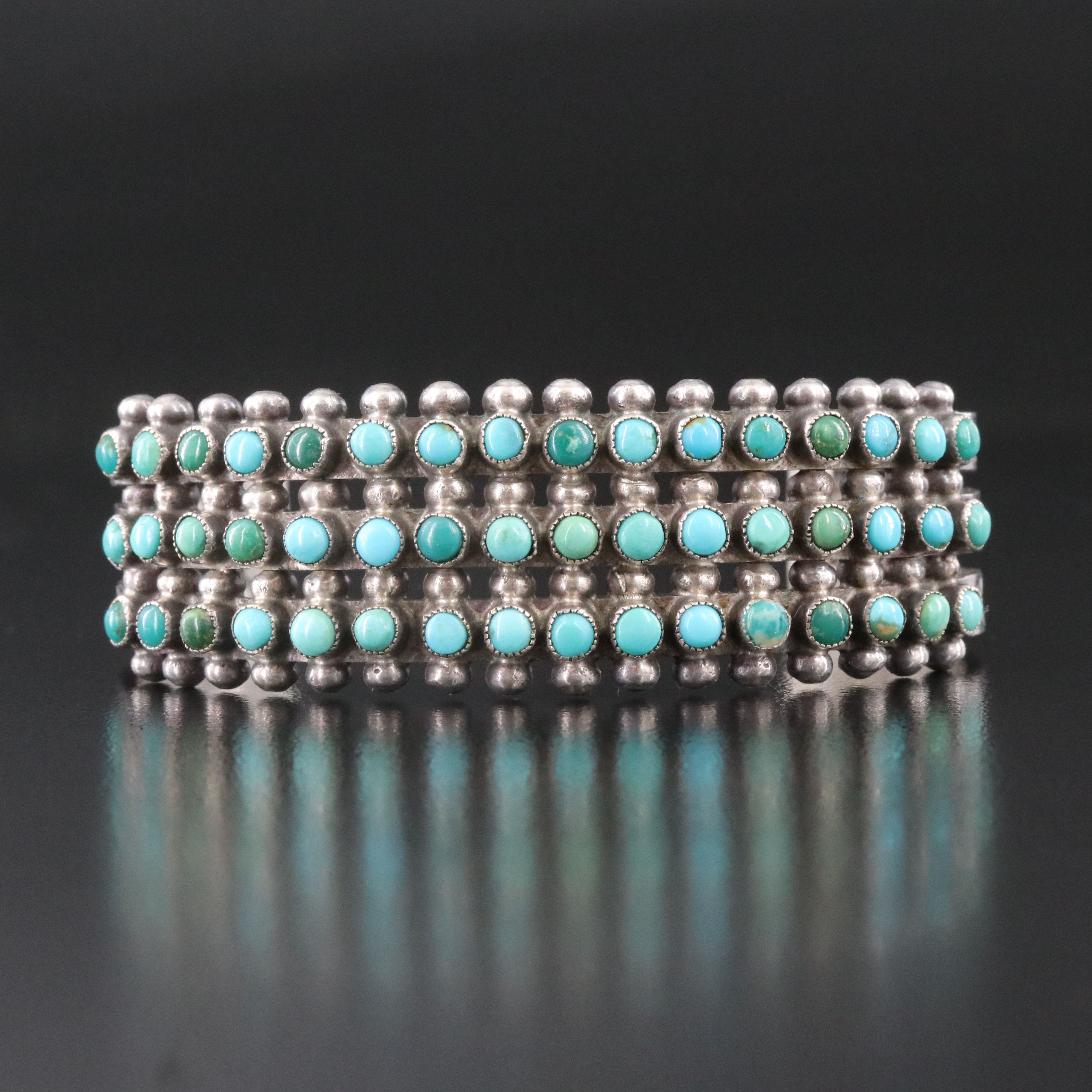 Southwestern 950 Silver Turquoise Snake Eye Cuff Bracelet