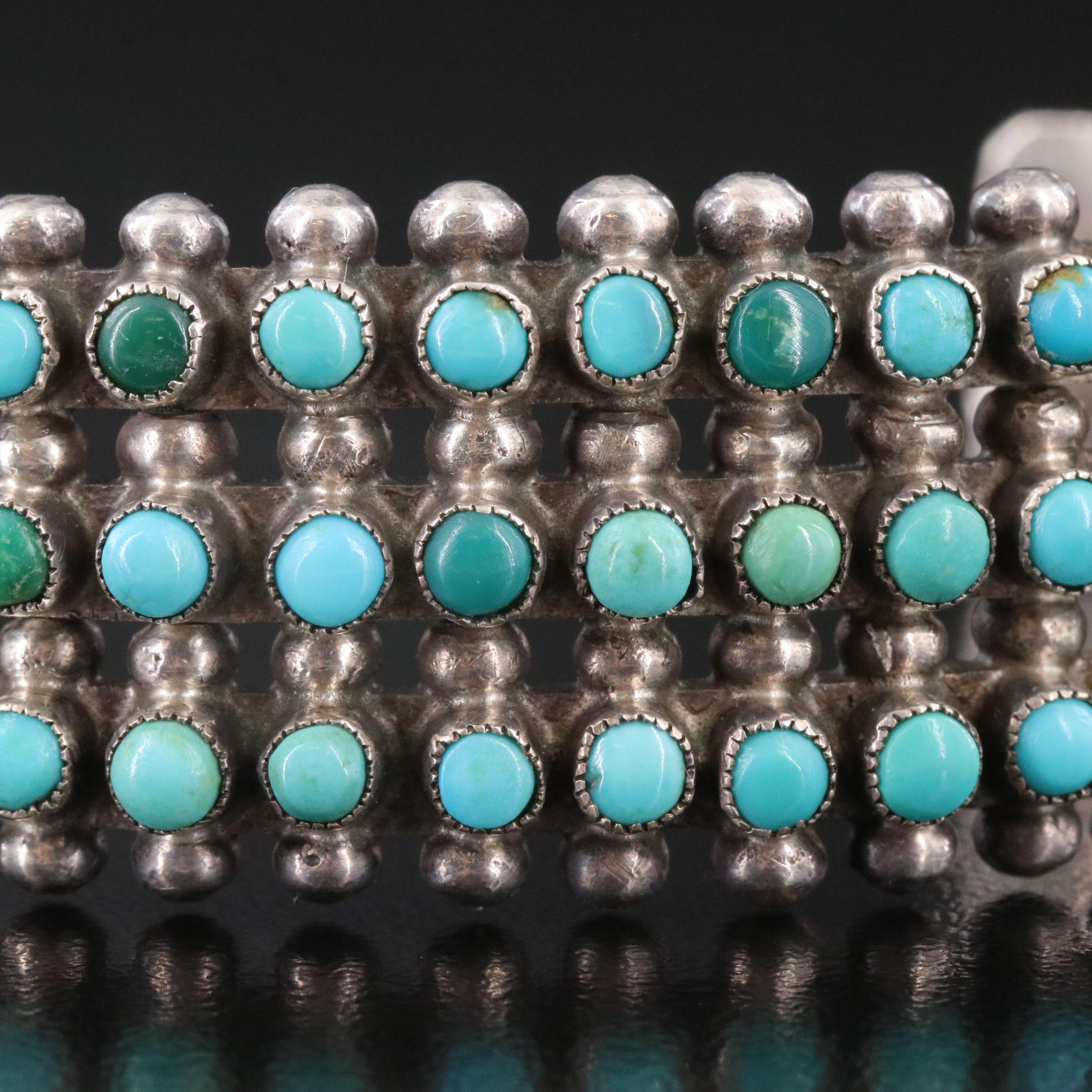 Southwestern 950 Silver Turquoise Snake Eye Cuff Bracelet