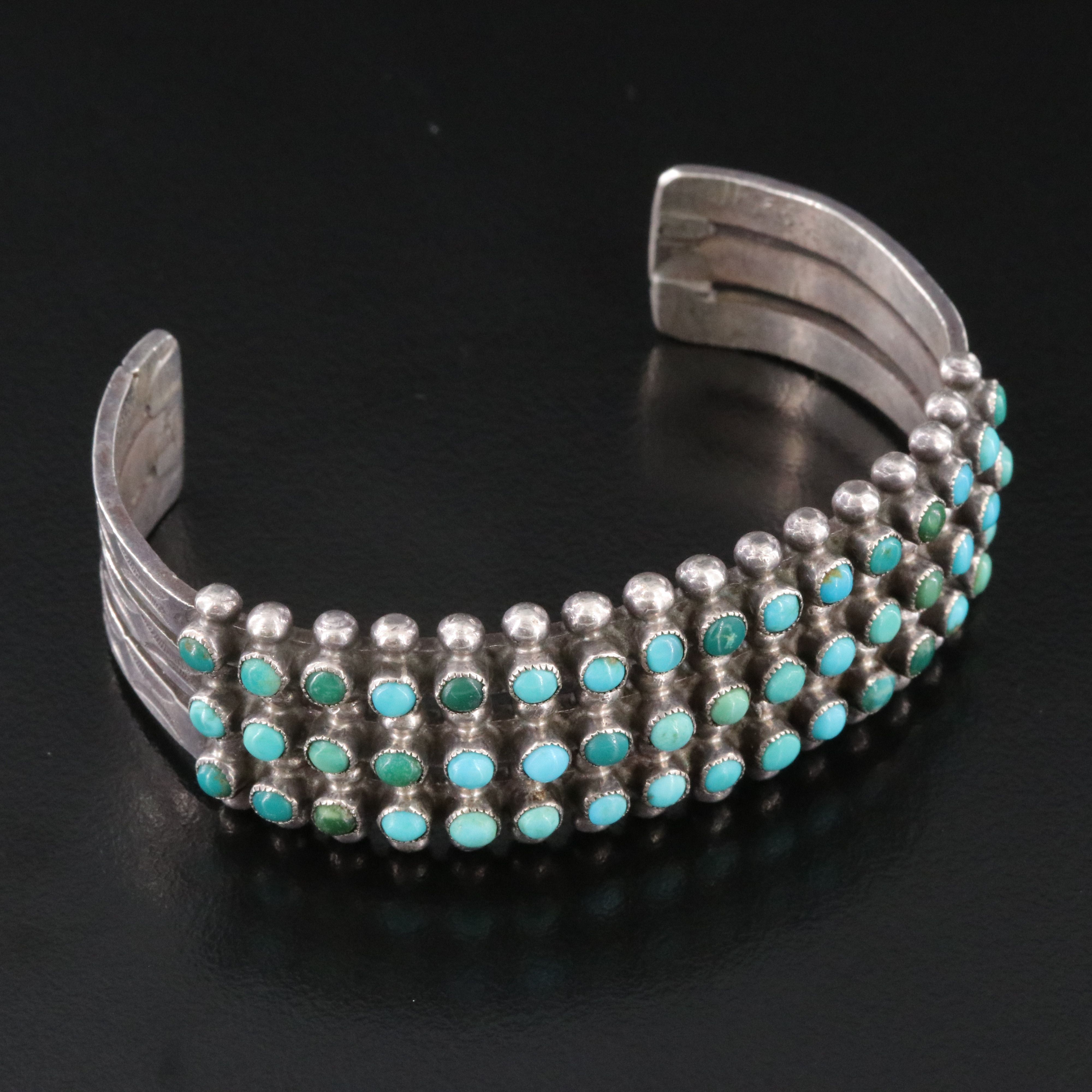 Southwestern 950 Silver Turquoise Snake Eye Cuff Bracelet