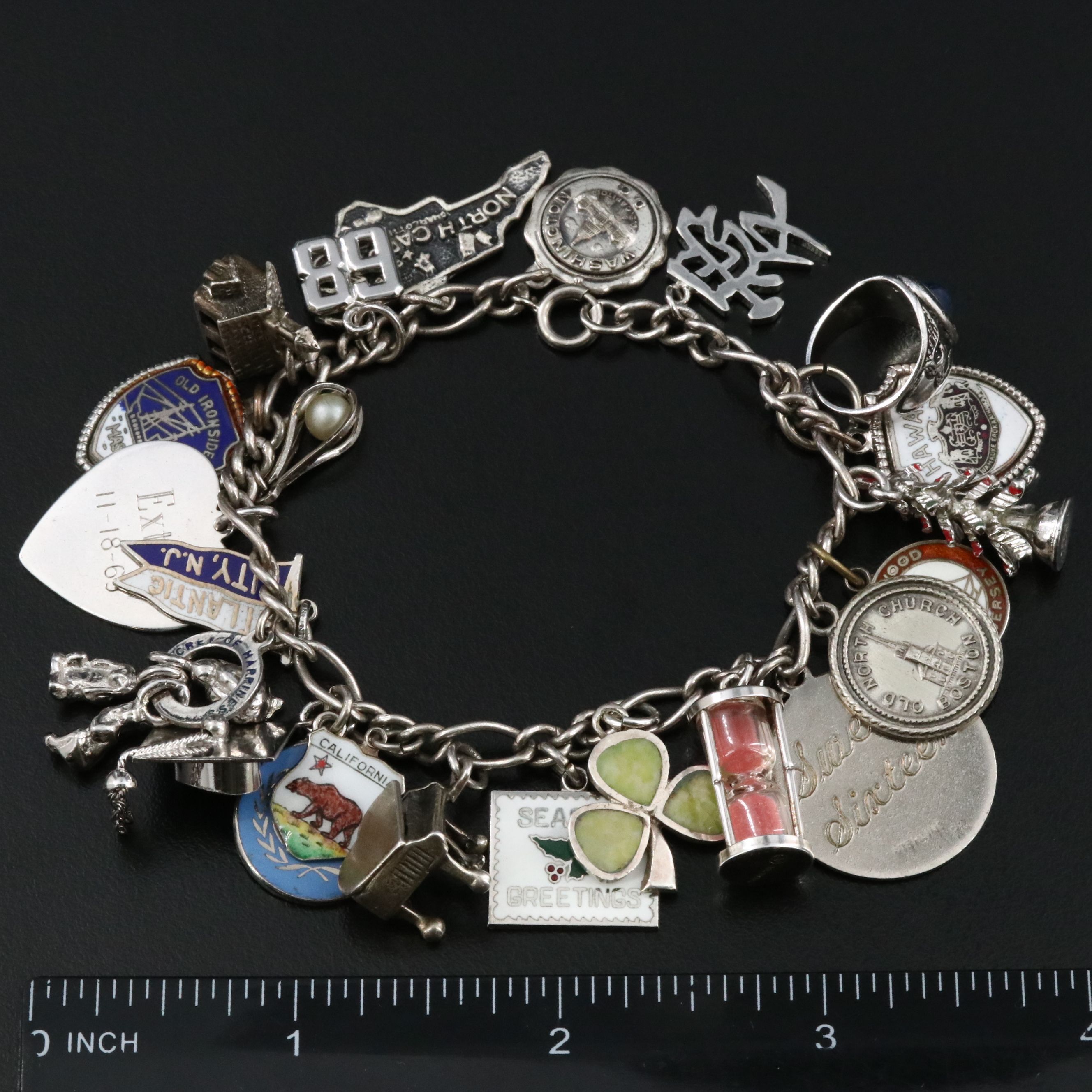 Vintage Sterling Charm Bracelet Including Irish Clover
