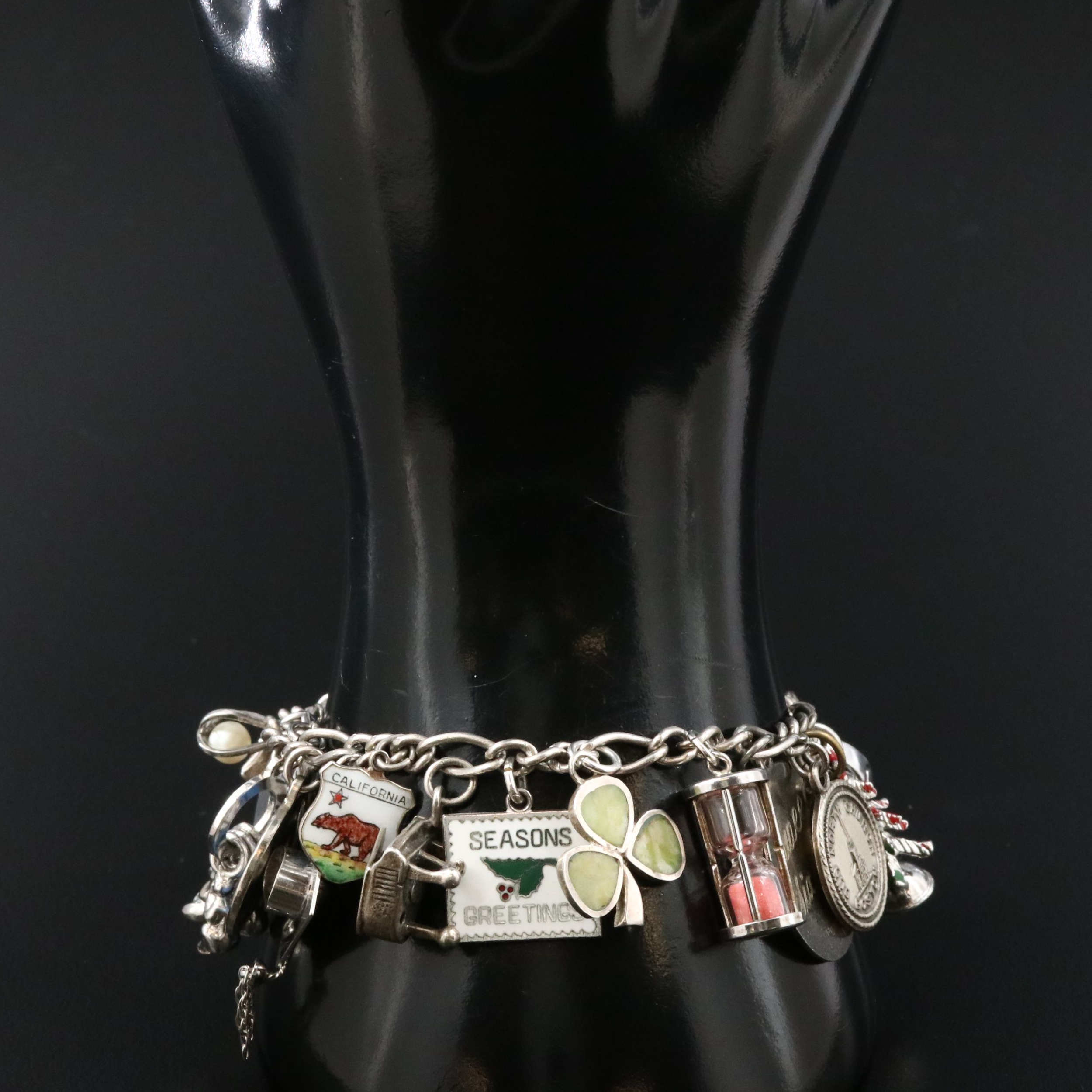 Vintage Sterling Charm Bracelet Including Irish Clover