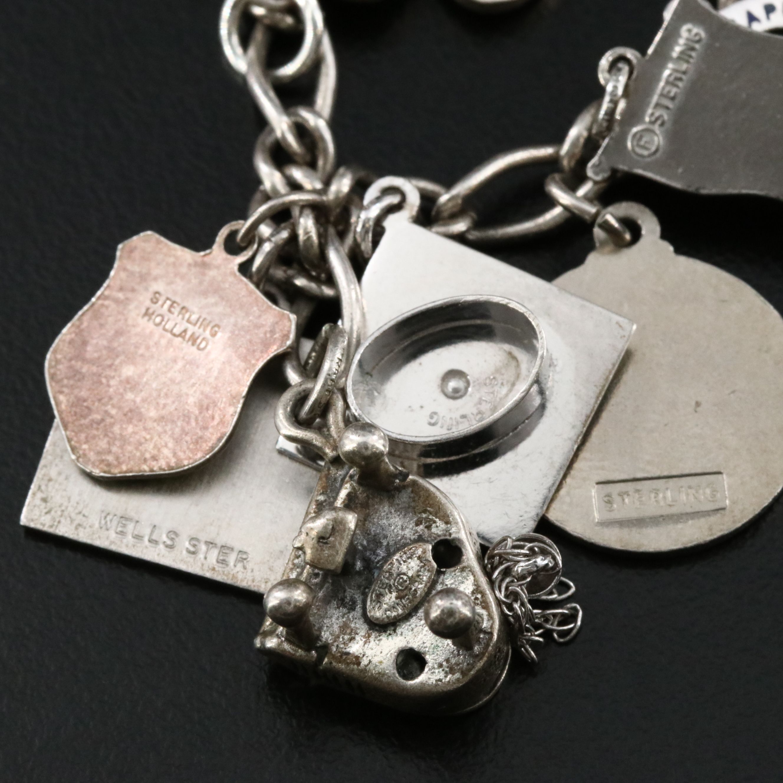 Vintage Sterling Charm Bracelet Including Irish Clover