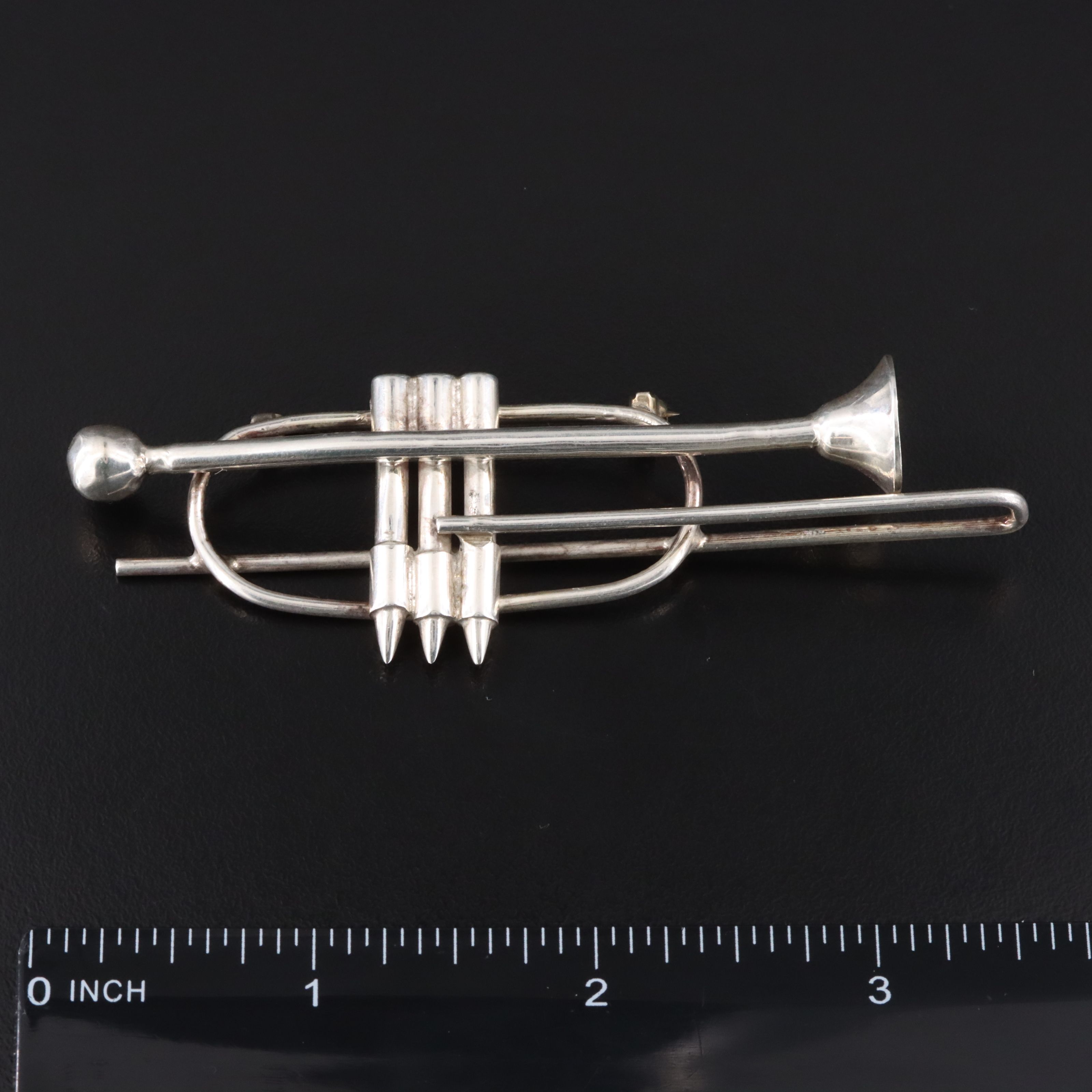 800 Silver Violin Pendant and Sterling Brass Horn Brooch