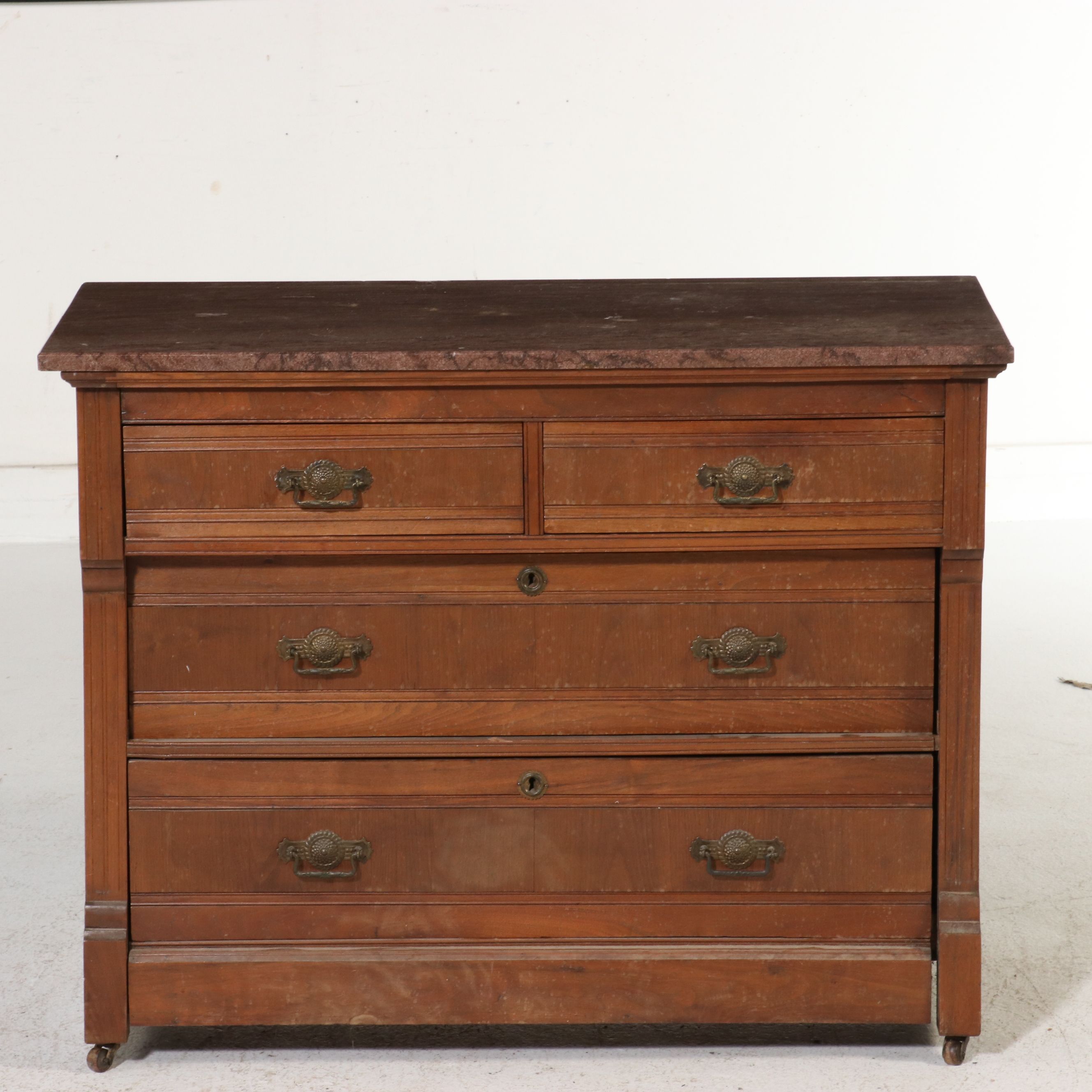 American Eastlake Walnut Marble Top Dresser 1875-1885