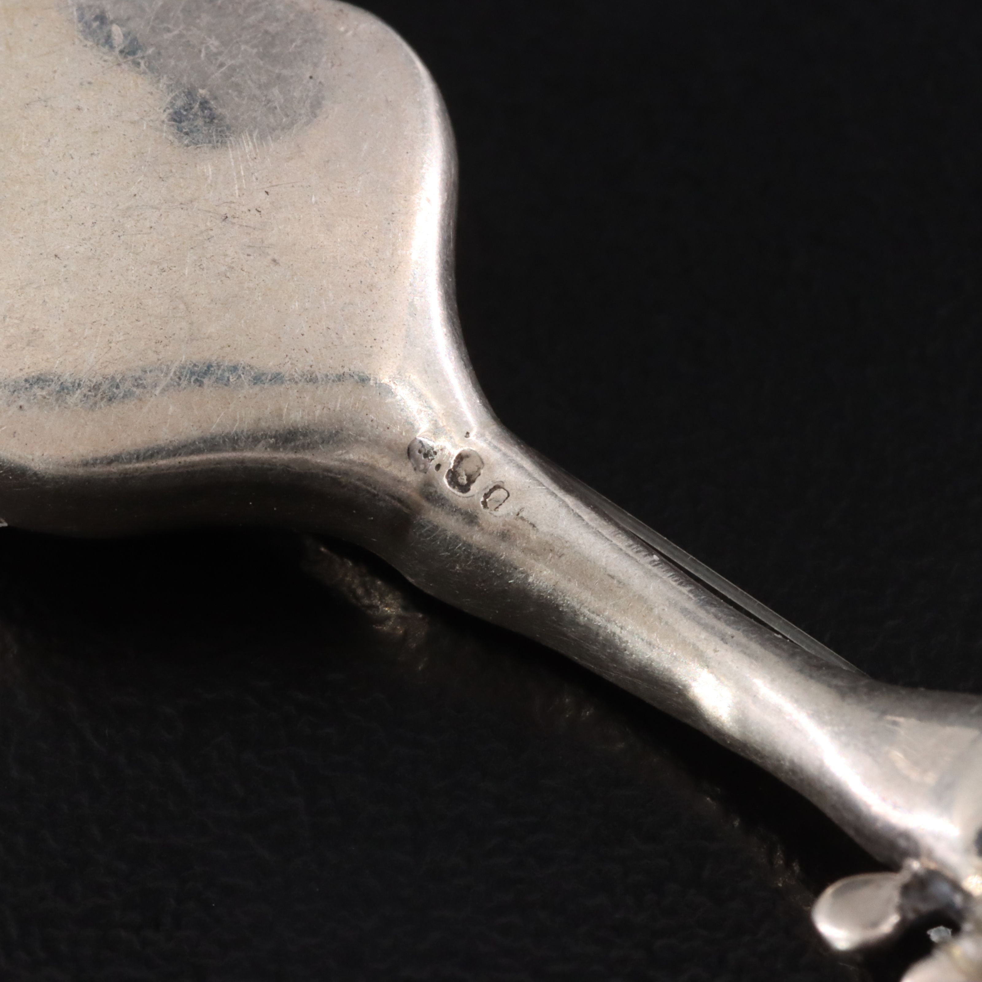 800 Silver Violin Pendant and Sterling Brass Horn Brooch