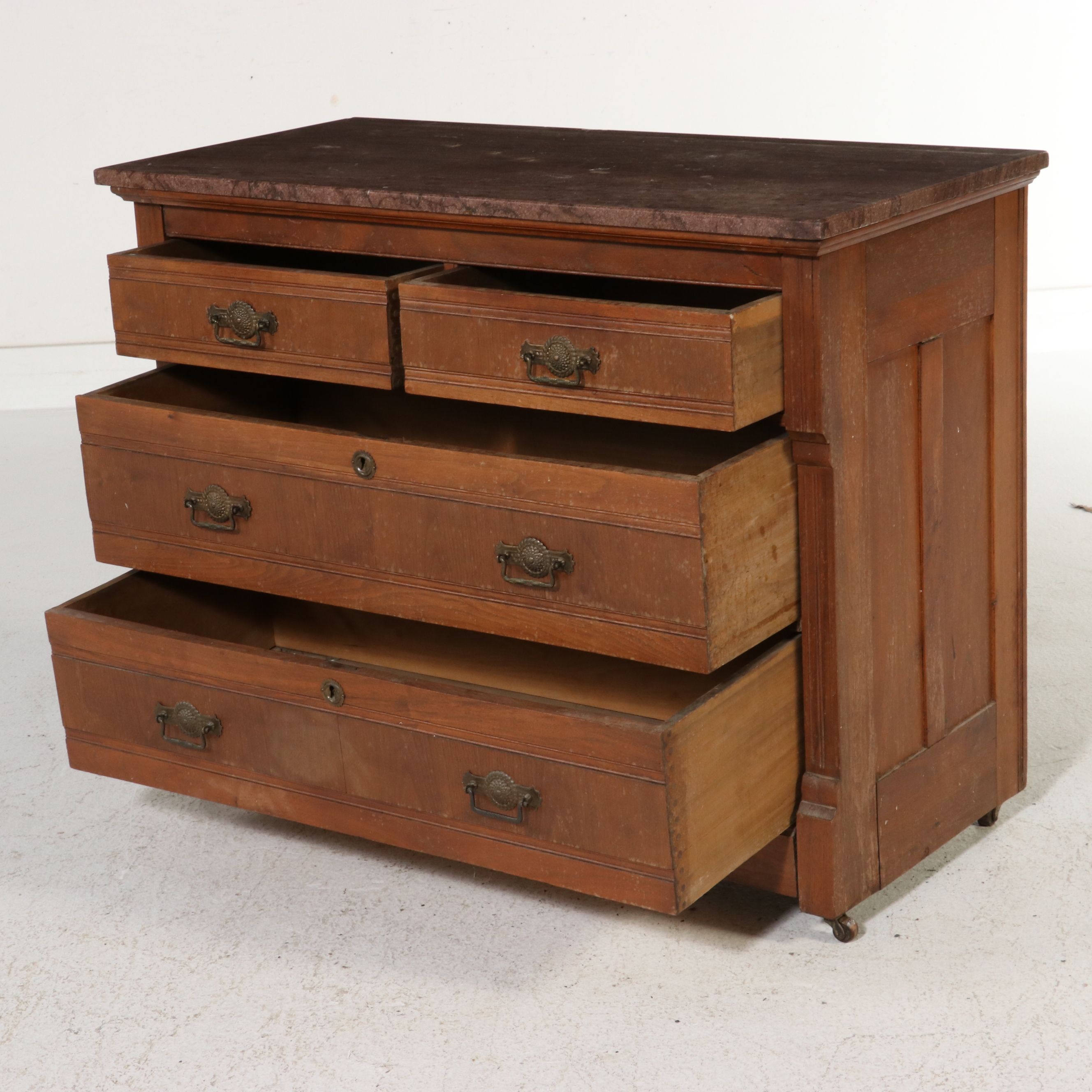 American Eastlake Walnut Marble Top Dresser 1875-1885