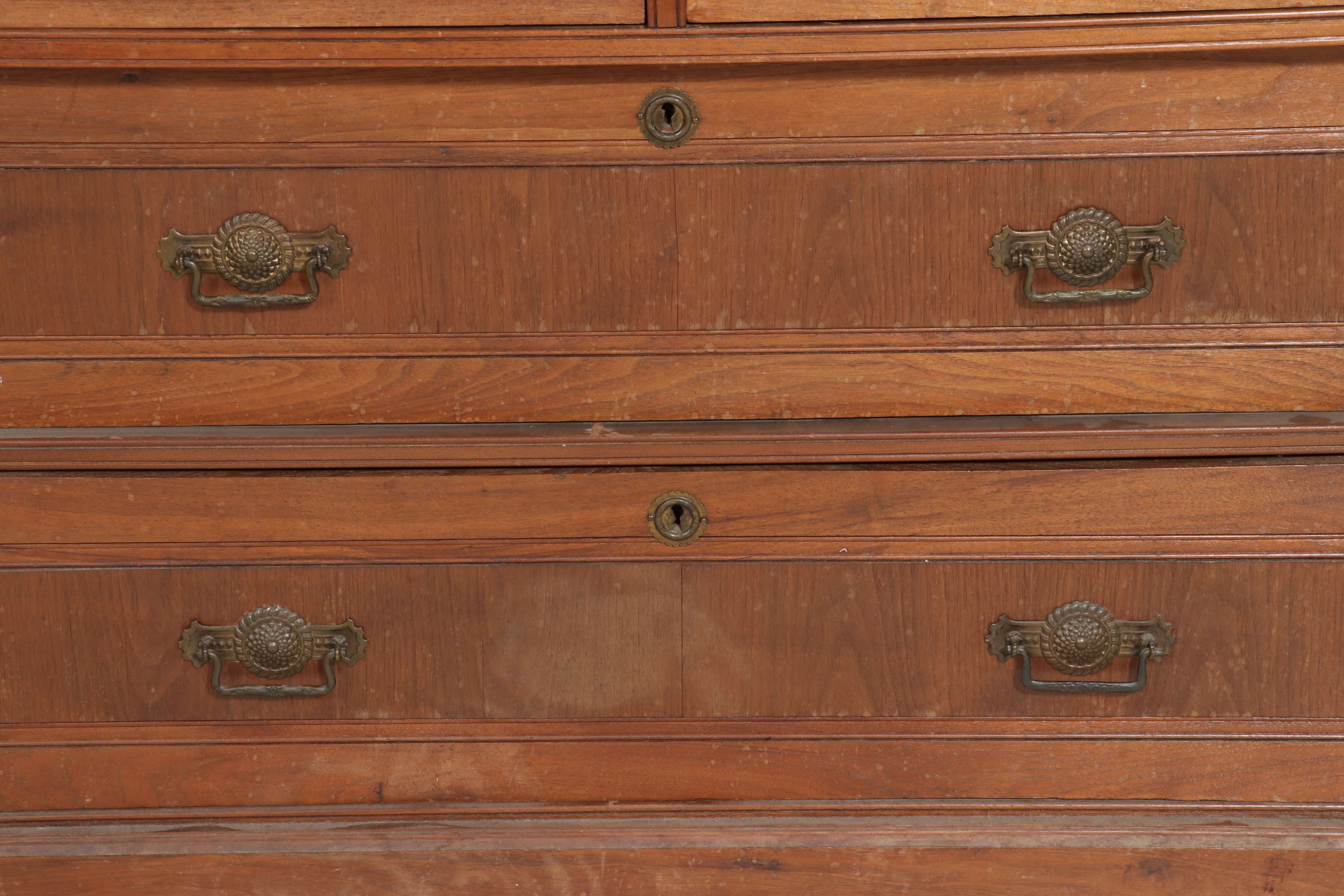 American Eastlake Walnut Marble Top Dresser 1875-1885