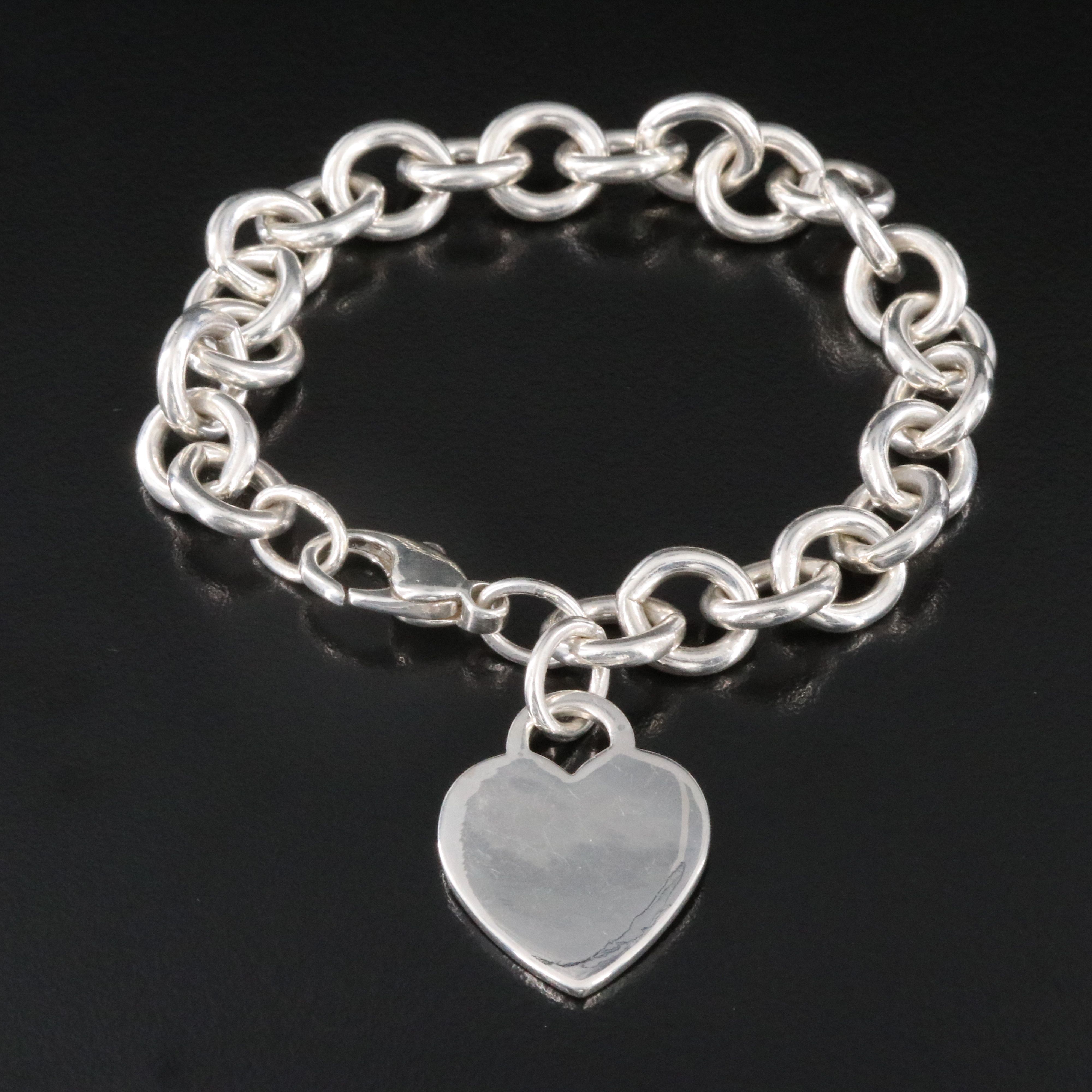 Tiffany & Co. Sterling Heart Tag Charm Bracelet