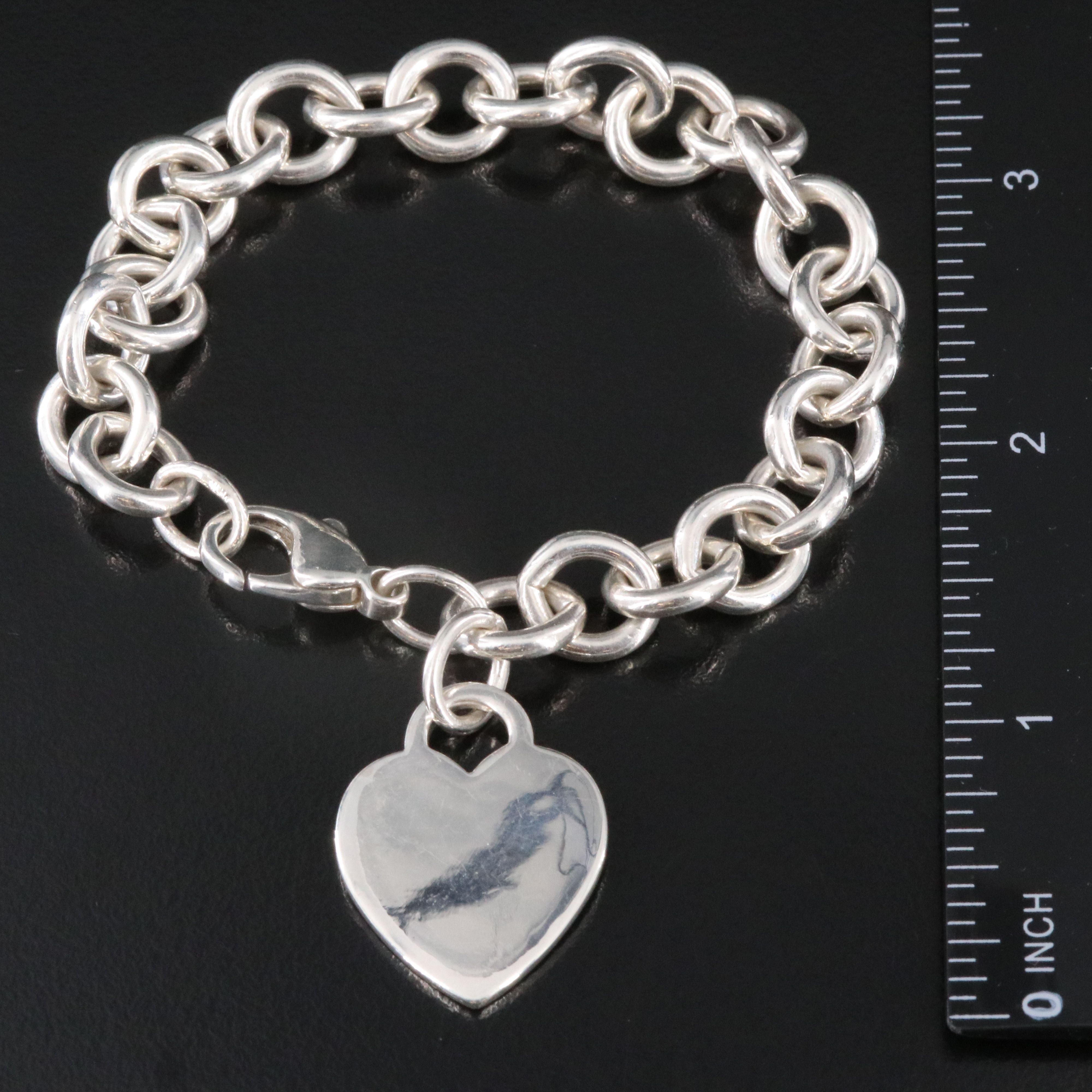 Tiffany & Co. Sterling Heart Tag Charm Bracelet