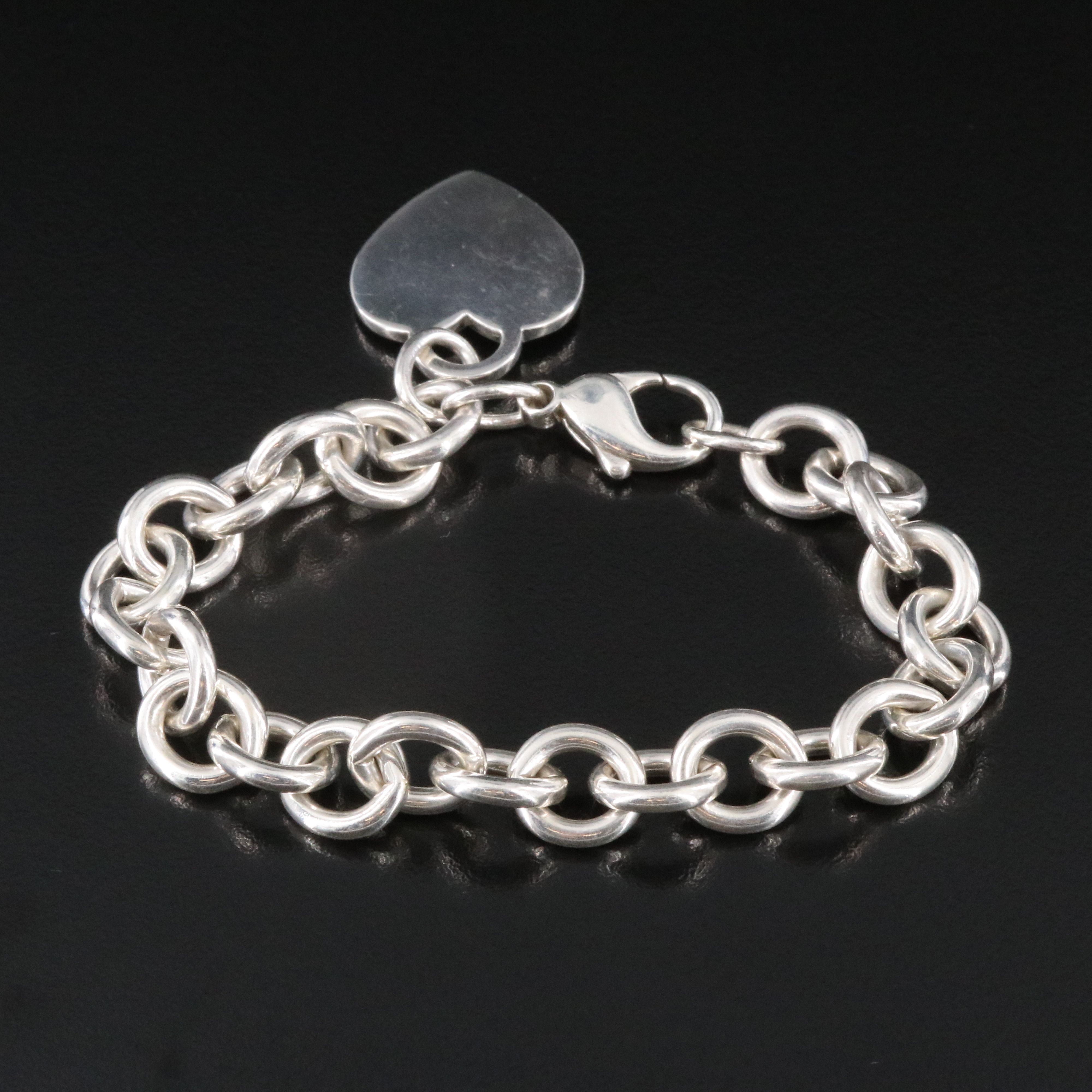 Tiffany & Co. Sterling Heart Tag Charm Bracelet