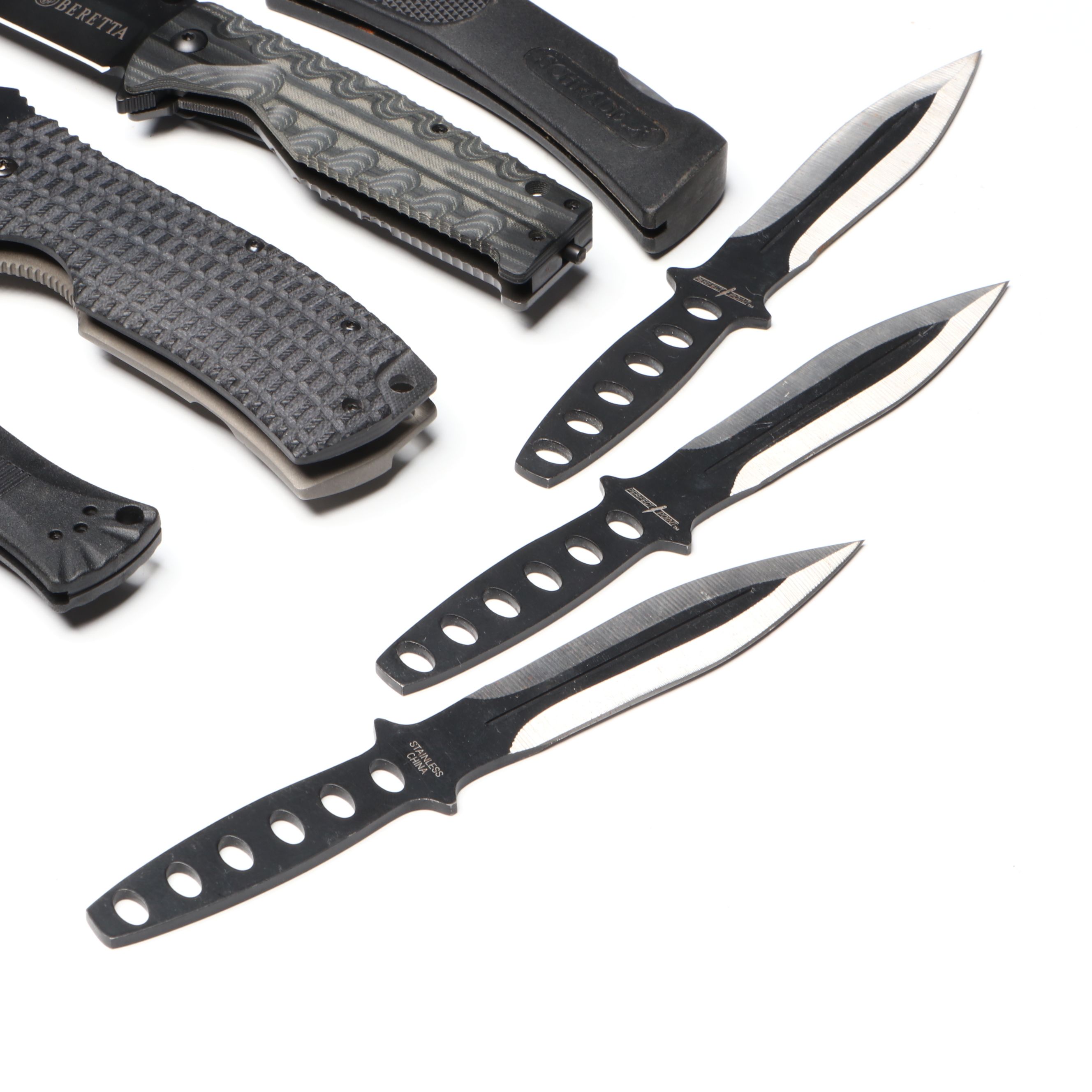 Beretta Titanium Micarta and More Pocket Knives with Throwing Knives