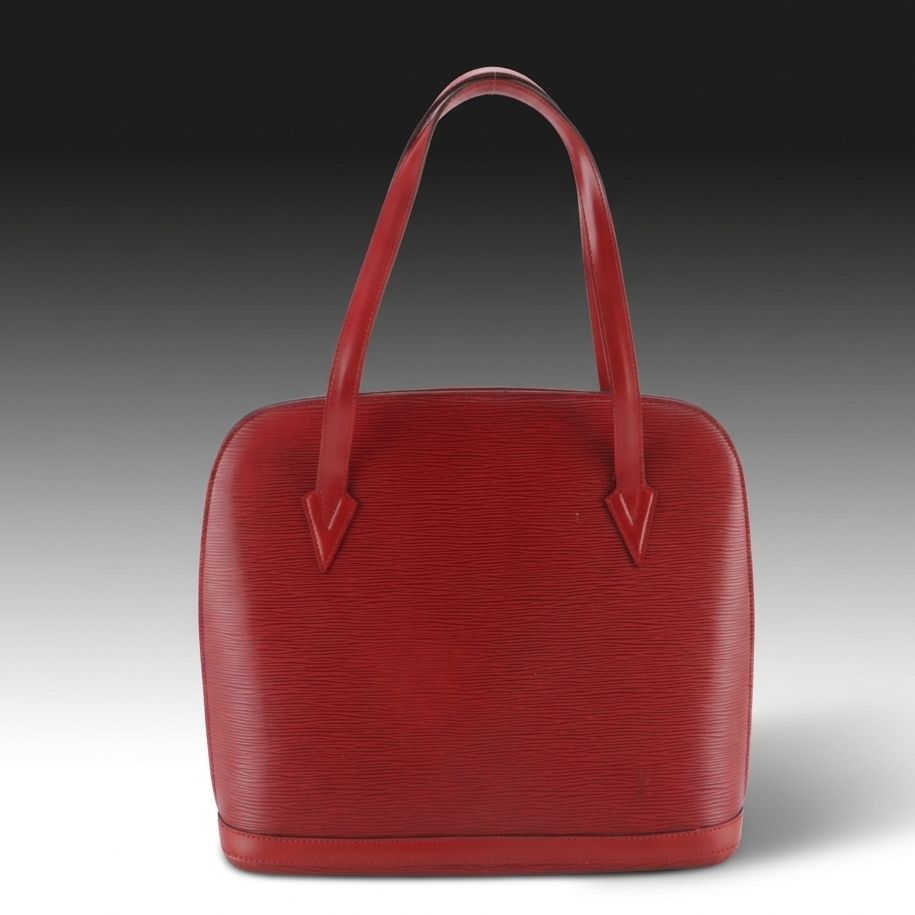 Louis Vuitton Lussac Shoulder Bag in Red Epi and Smooth Leather