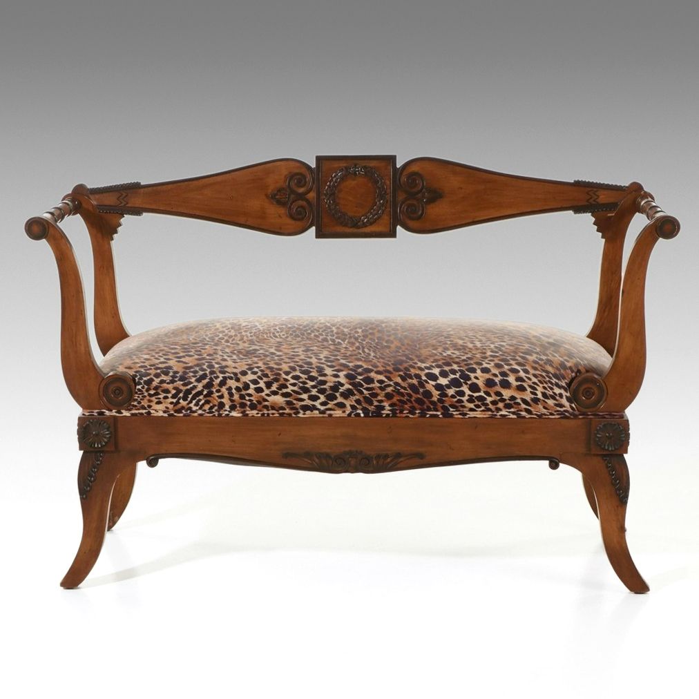 Trouvailles Inc. Directoire Style Leopard Upholstered Settee, Late 20th C.