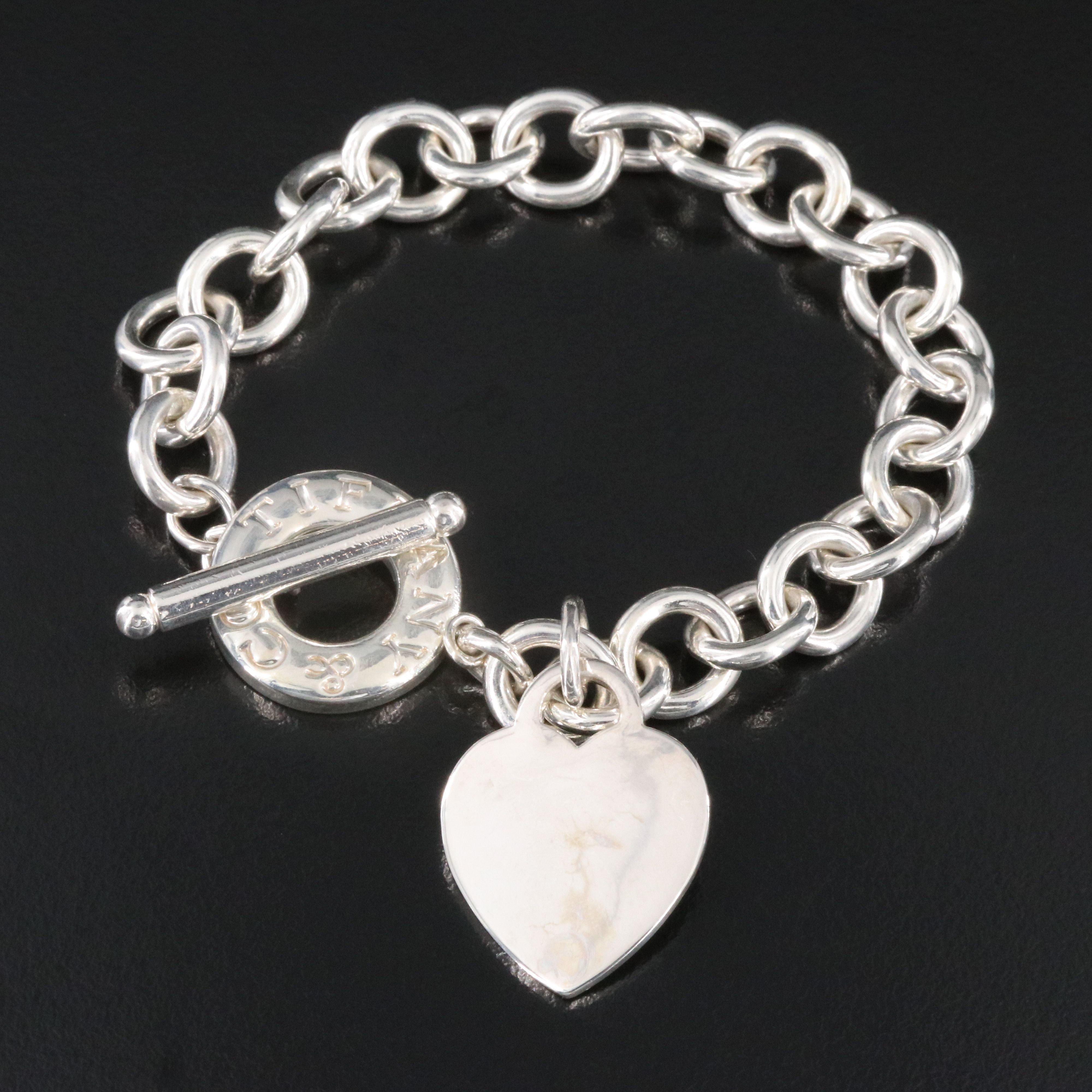 Tiffany & Co. Sterling Heart Tag Toggle Charm Bracelet