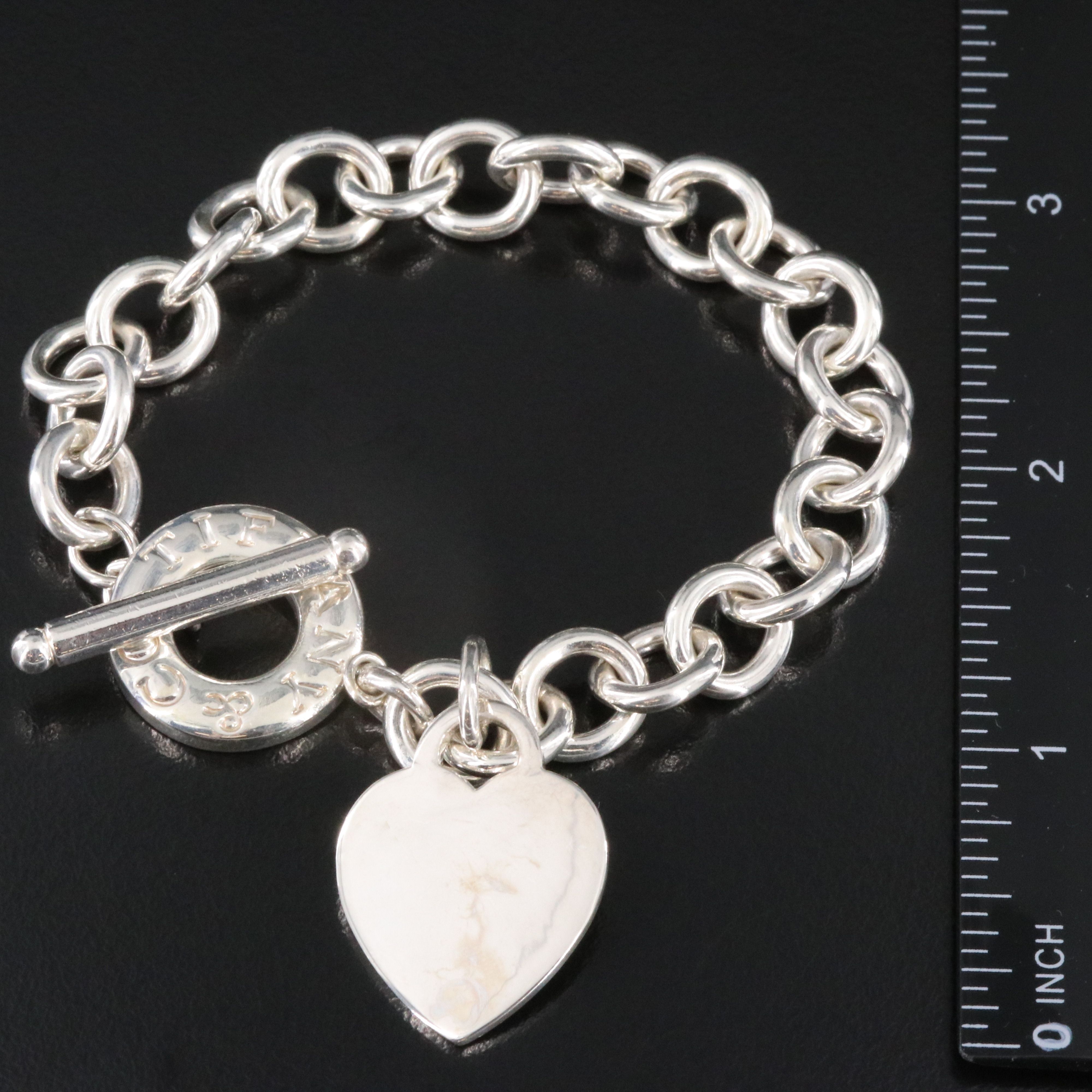 Tiffany & Co. Sterling Heart Tag Toggle Charm Bracelet