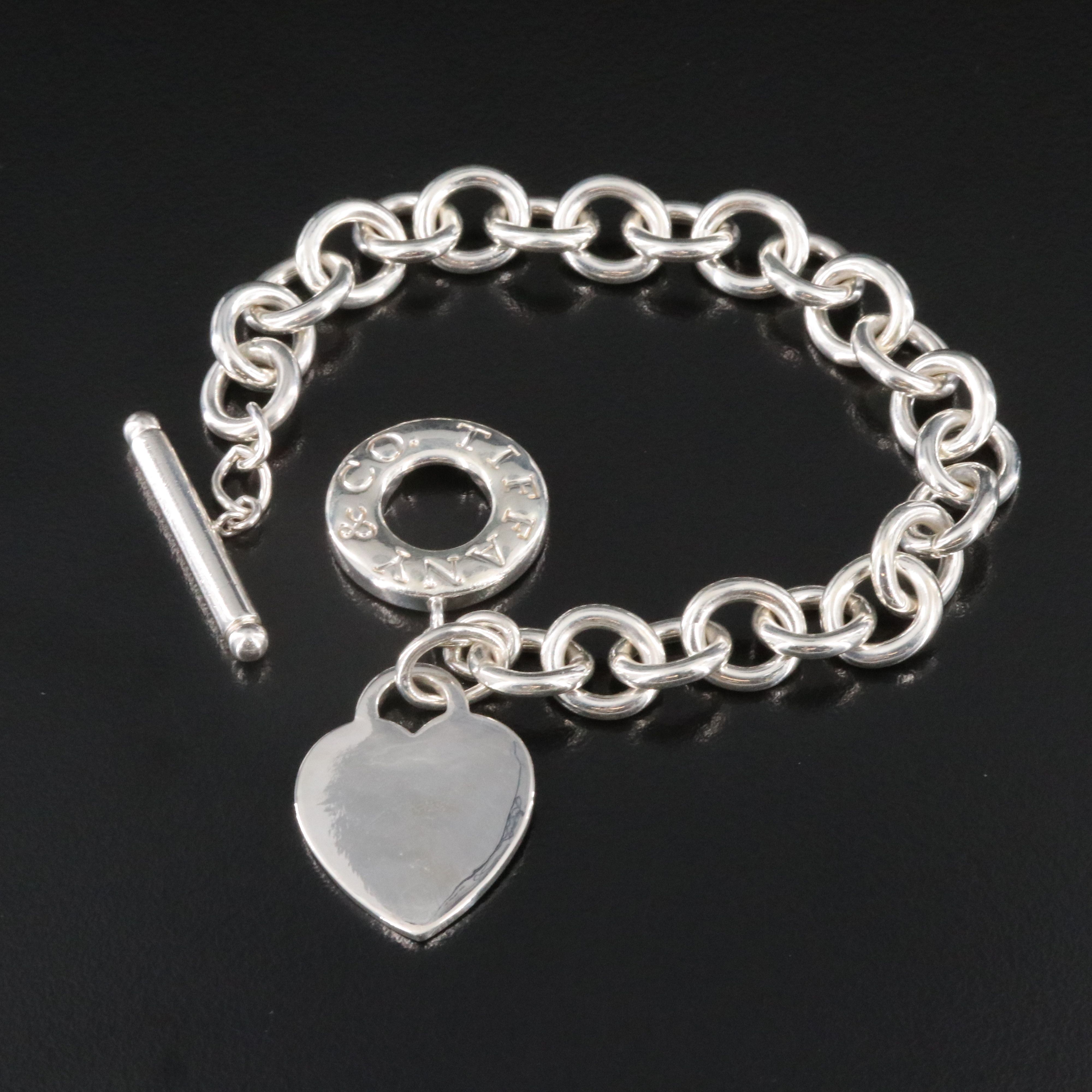 Tiffany & Co. Sterling Heart Tag Toggle Charm Bracelet