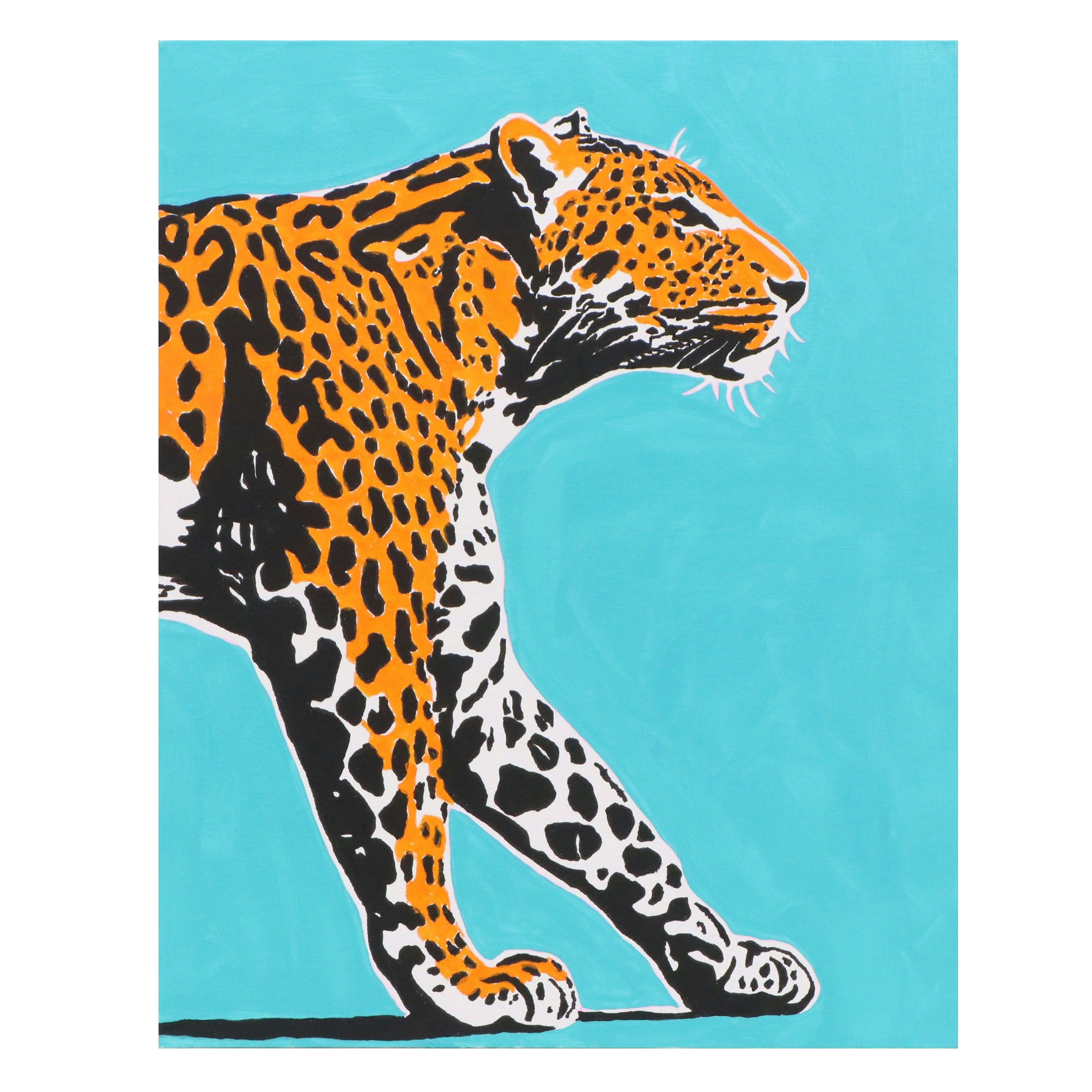 deSanto Pop Art Acrylic Painting of Leopard, 2026