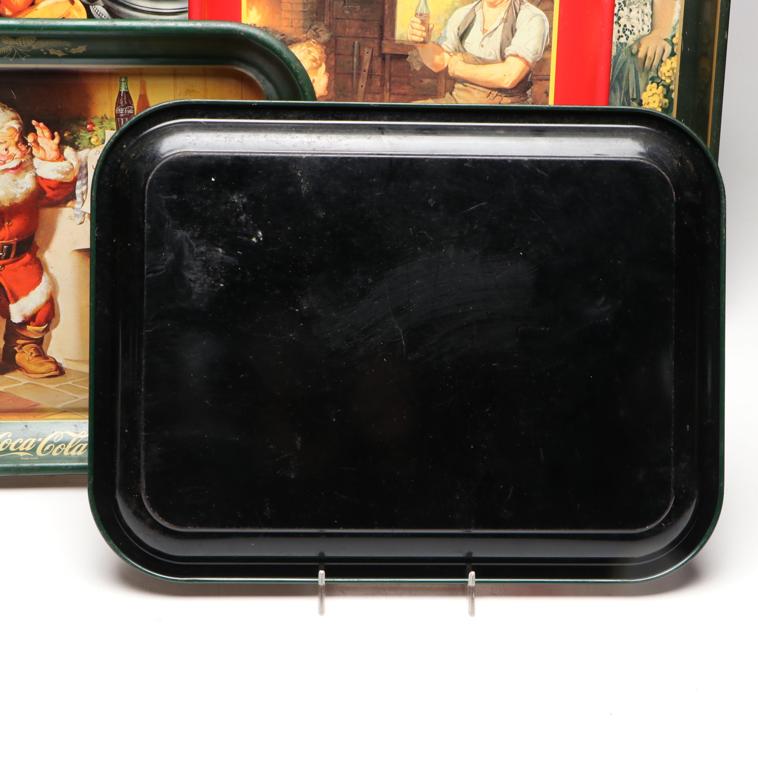 Coca-Cola "Village Blacksmith" and More Metal Advertising Trays, Late 20th C.