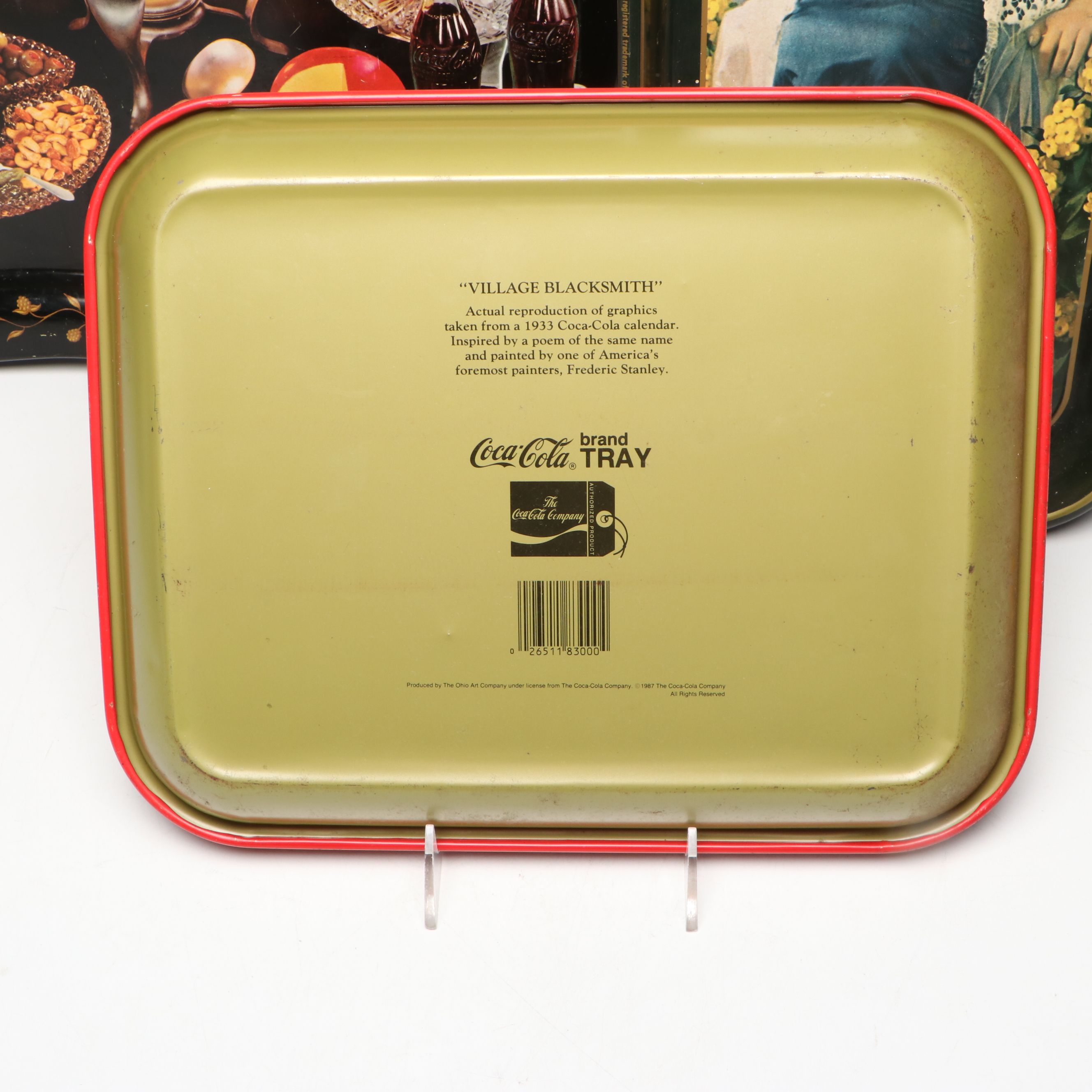 Coca-Cola "Village Blacksmith" and More Metal Advertising Trays, Late 20th C.