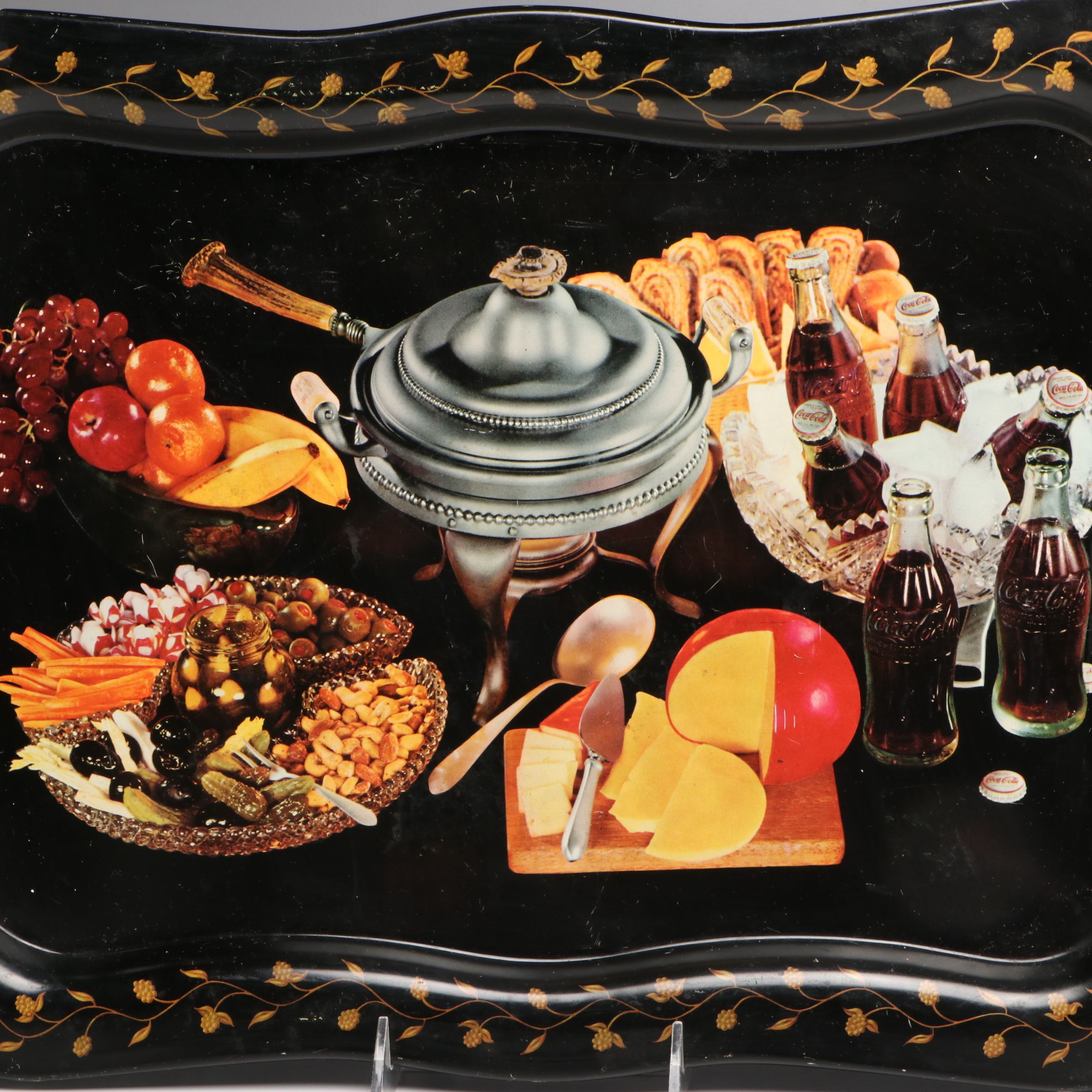 Coca-Cola "Village Blacksmith" and More Metal Advertising Trays, Late 20th C.