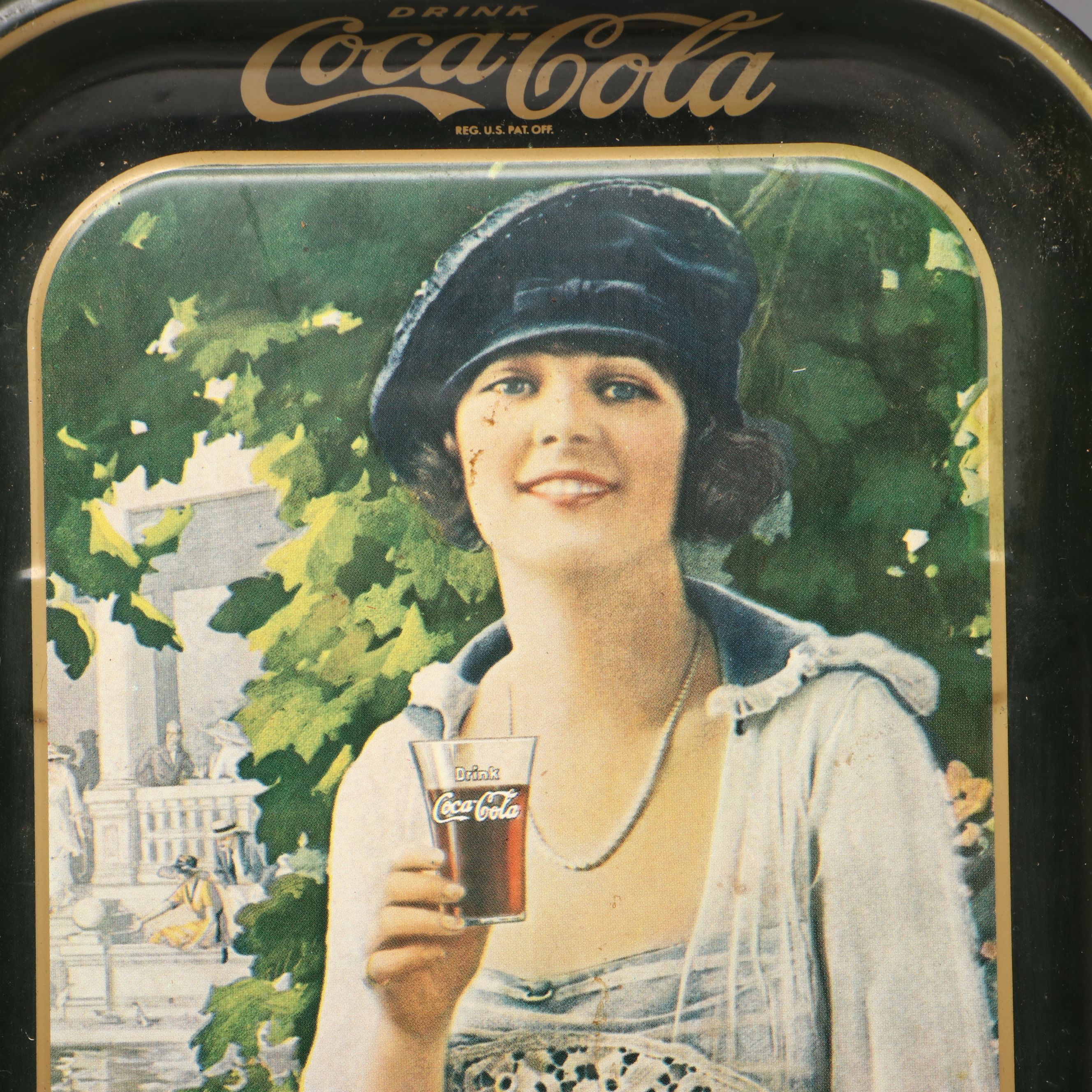Coca-Cola "Village Blacksmith" and More Metal Advertising Trays, Late 20th C.